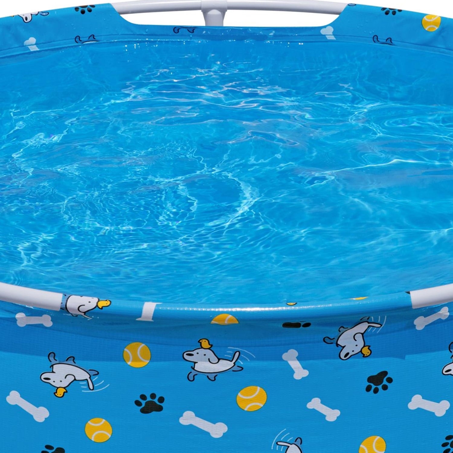 H2OGO! Fetchin' Fun Pet Play Pool - Blue, 48 Dog Splash-Swim-Wade Tub, Bone-Ball- Paw Print, Metal Frame, Tritech Liner, Outdoor Animal Water Play