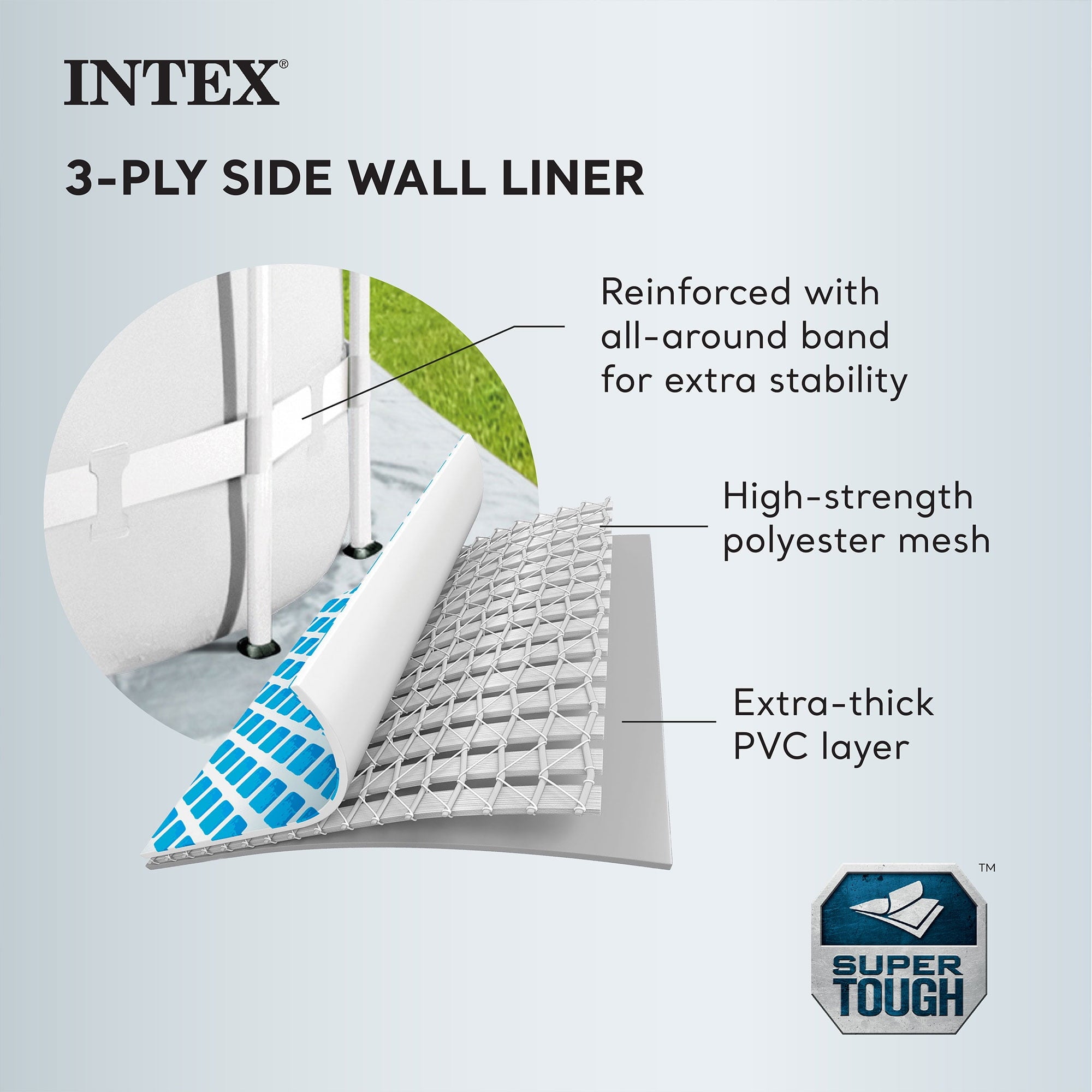 INTEX Round Prism Frame 10ft x 30in Above Ground Swimming Pool Set, Gray