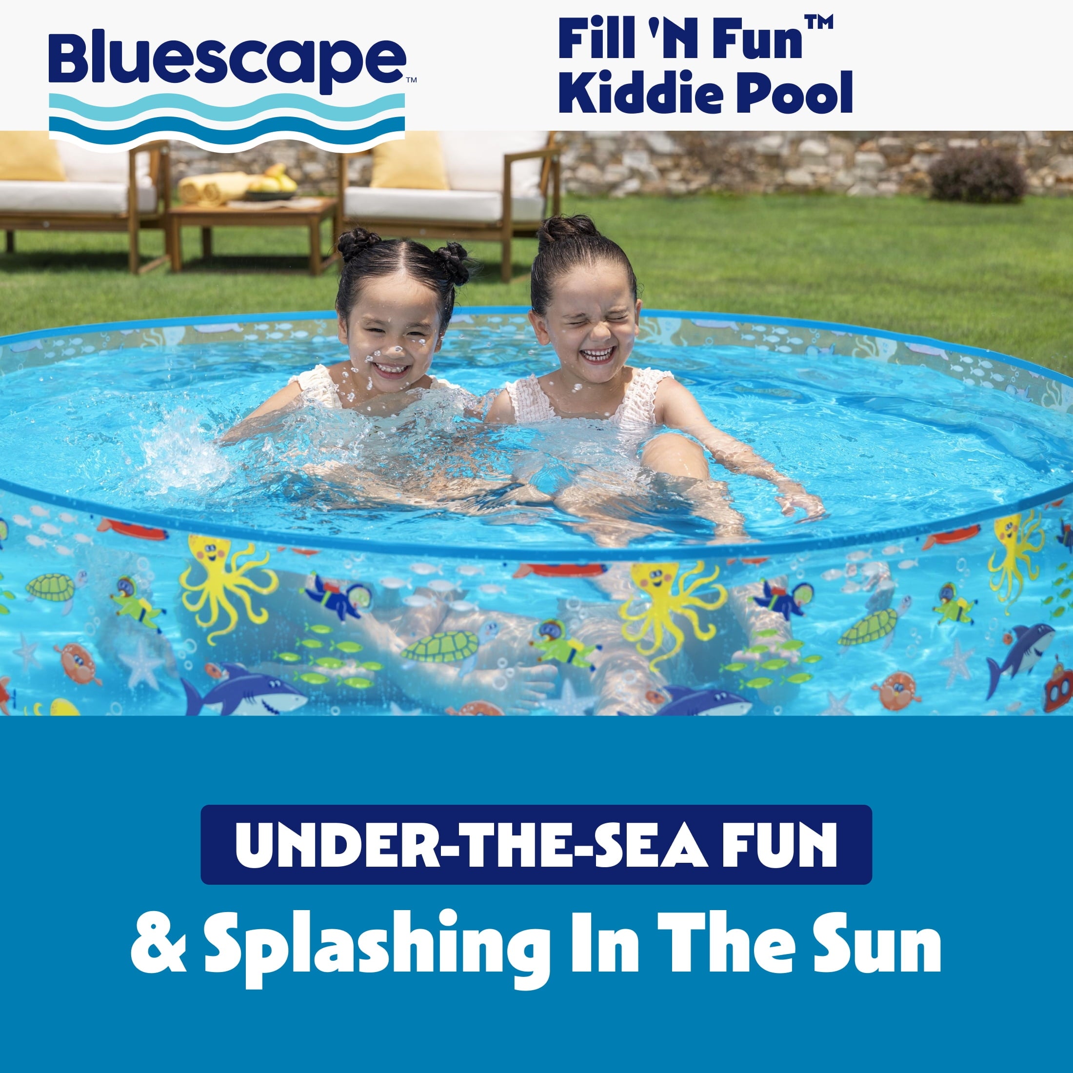 Bluescape Round Multi-Color Above-Ground Kiddie Pool 6' x 15