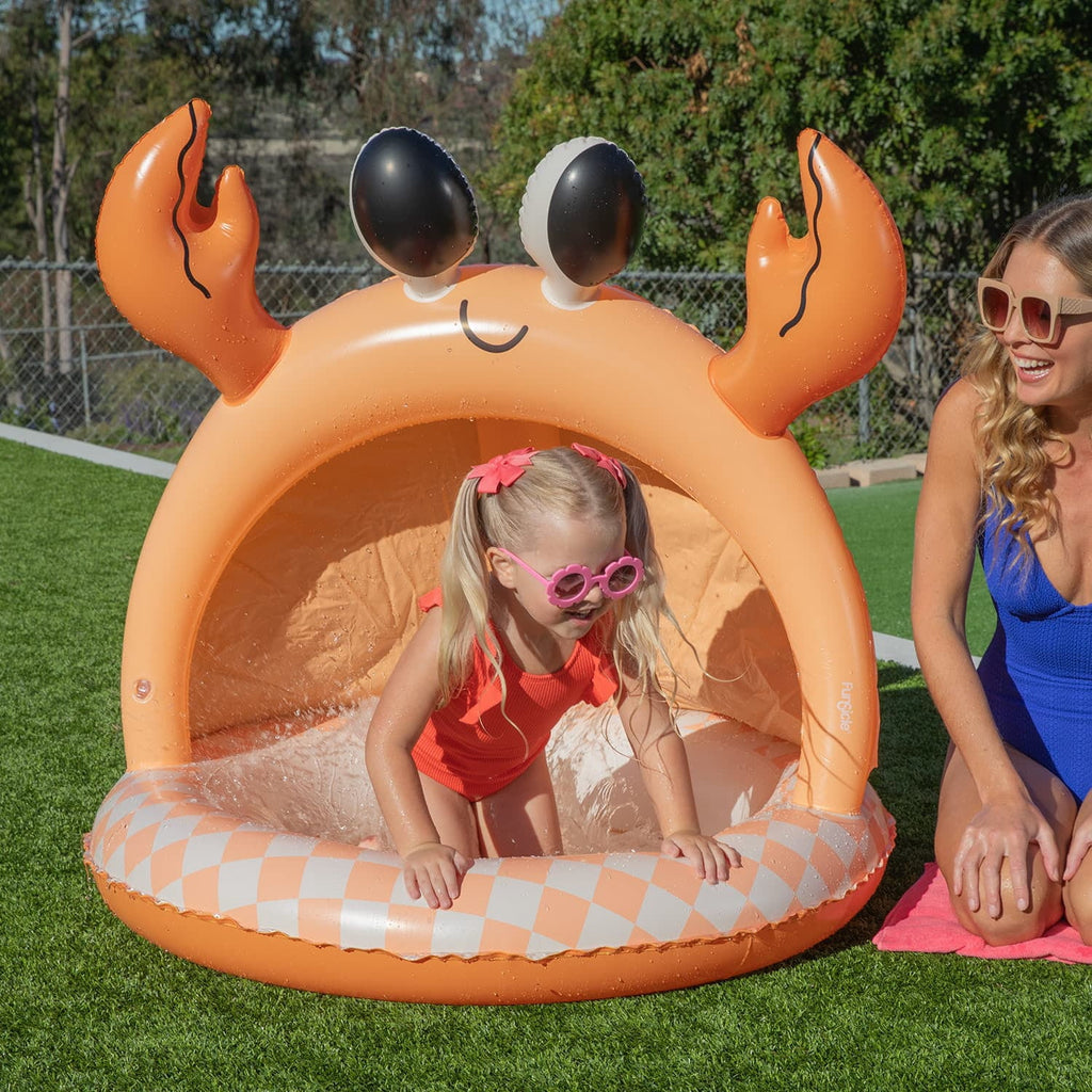 Funsicle Happy Snappy Crab Shaded Inflatable Kids Splash Pool, 40 x 40 x 38, Ages 1 to 3