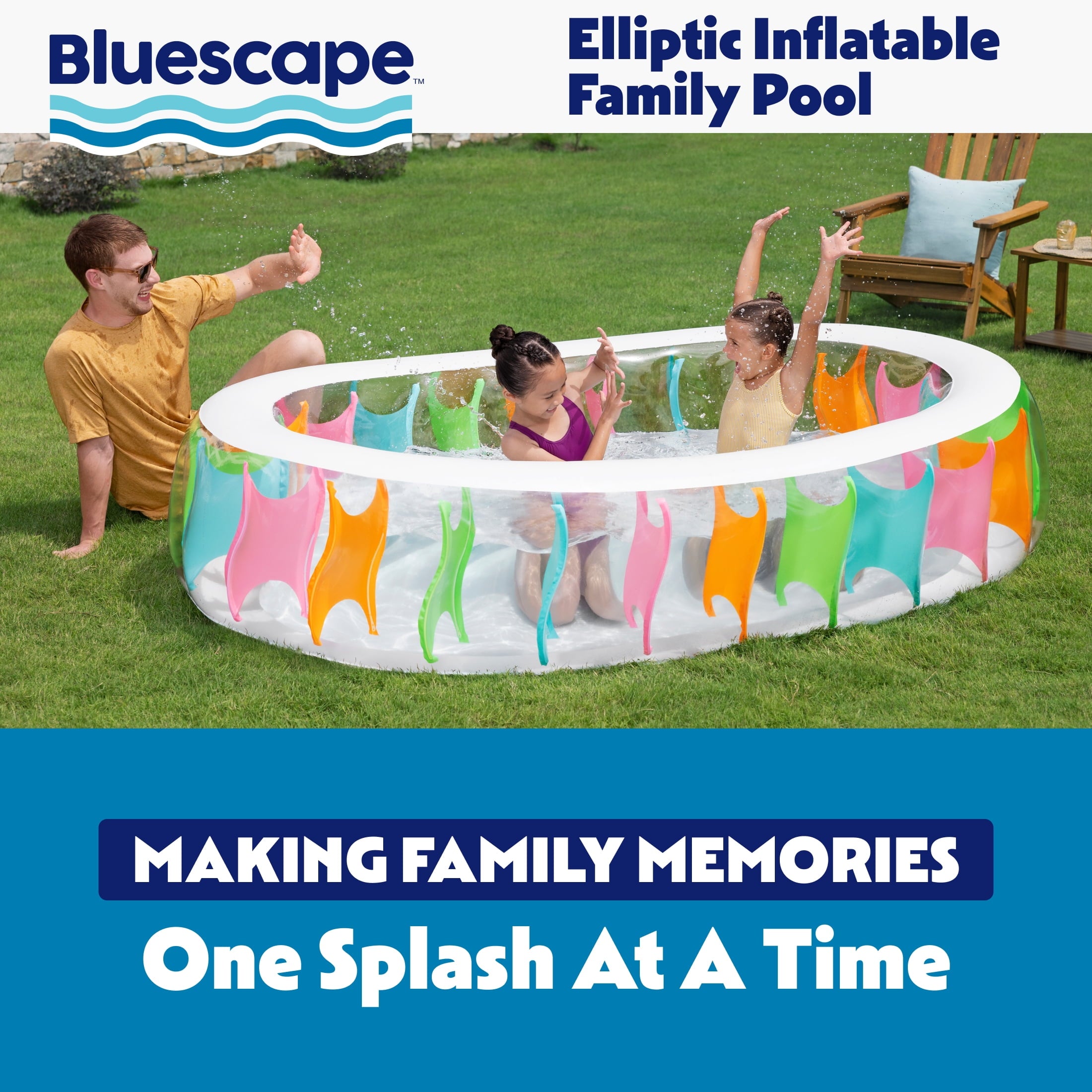 Bluescape Elliptic Inflatable Family Pool 7'6 x 60 x 20