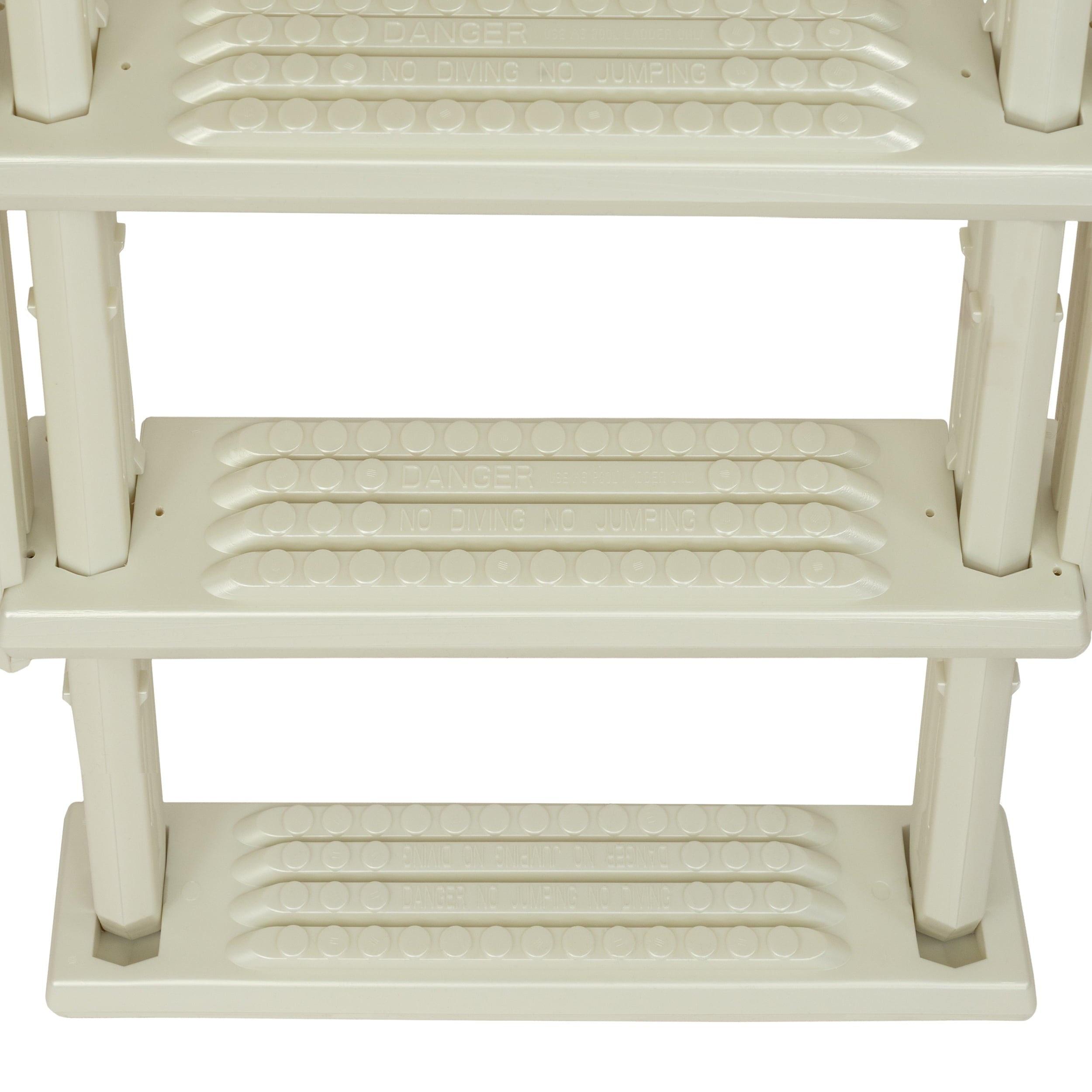 Aqua Select White Anti-Slip Pool Steps with White Steps and White Outside Flip-up Safety Ladder, 48-54H