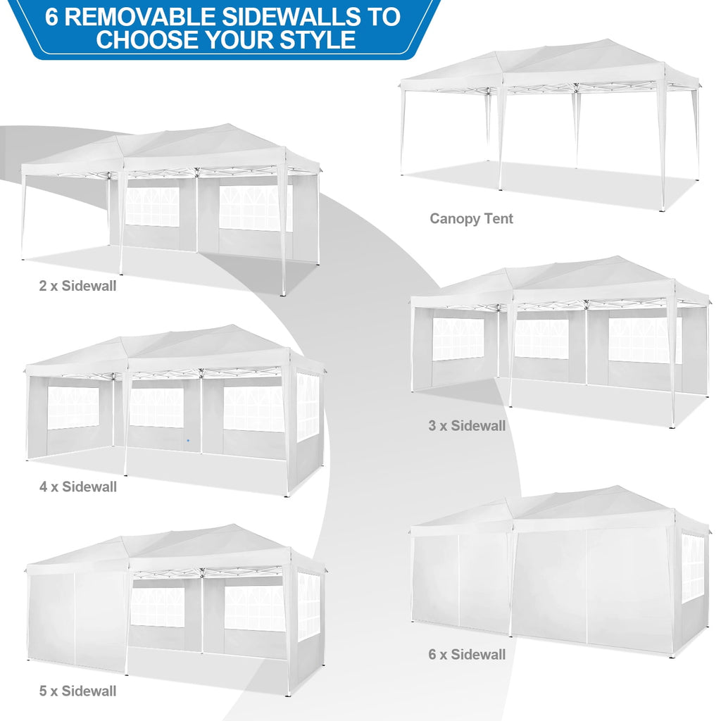 HOTEEL 10x10ft Popup Canopy Waterproof Canopy with 4 Sidewalls Outdoor Commercial Instant Shelter Beach Camping Canopy Tent for Party, Black
