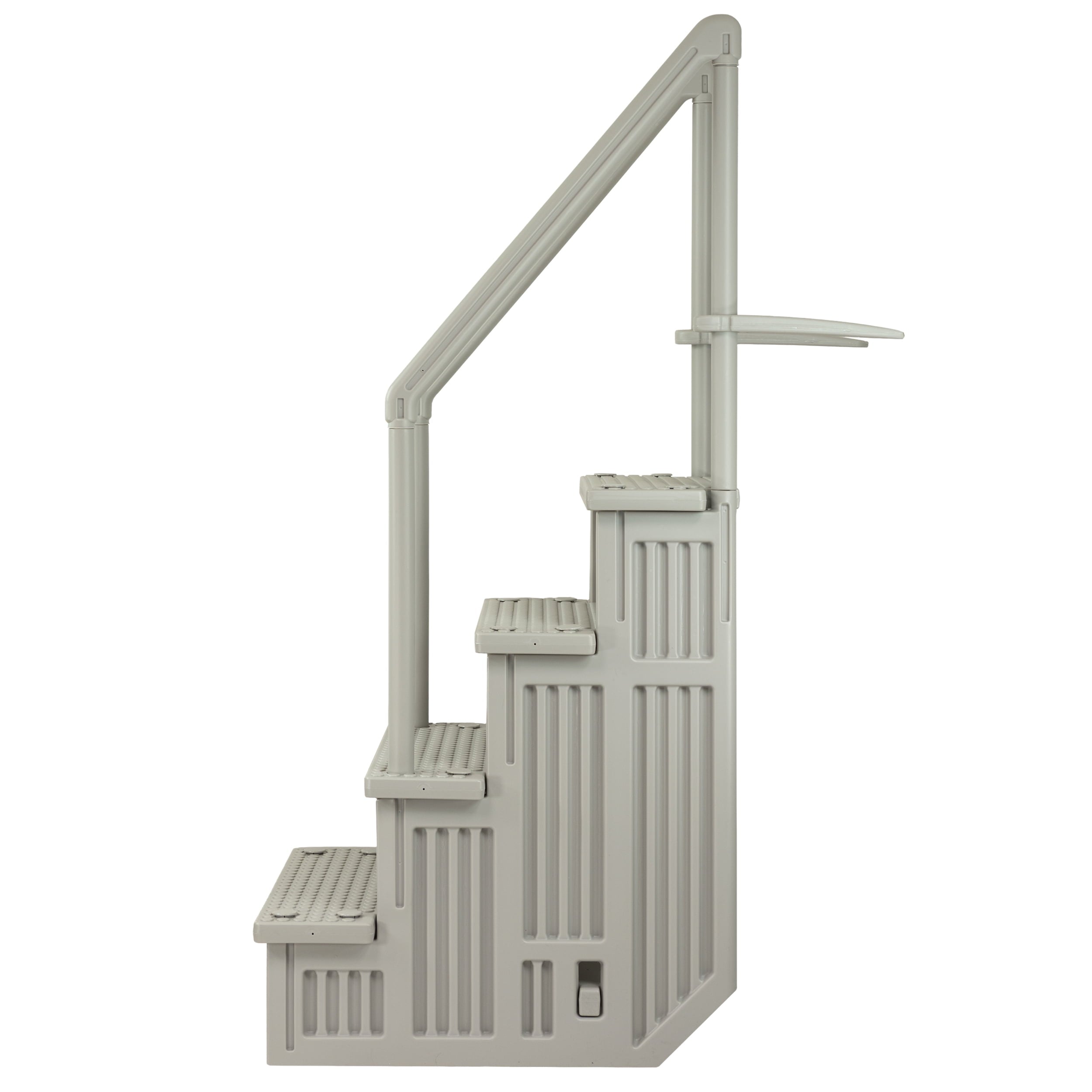 Aqua Select White Anti-Slip Pool Steps with White Steps and White Outside Flip-up Safety Ladder, 48-54H