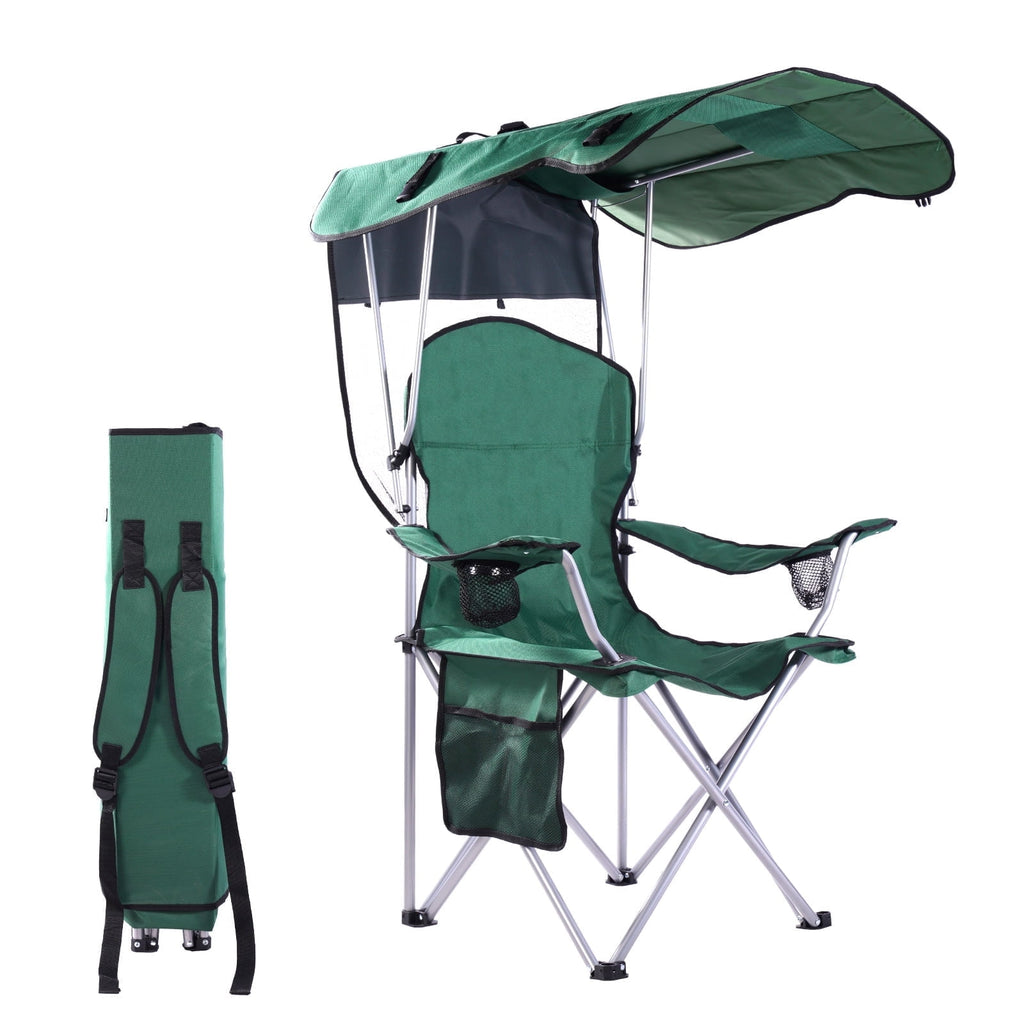 VTOY Camping Chair with Canopy Portable Canopy Camping Chairs with Shade for Outside Folding Beach Chairs with Shade for Adults(Olive Green)