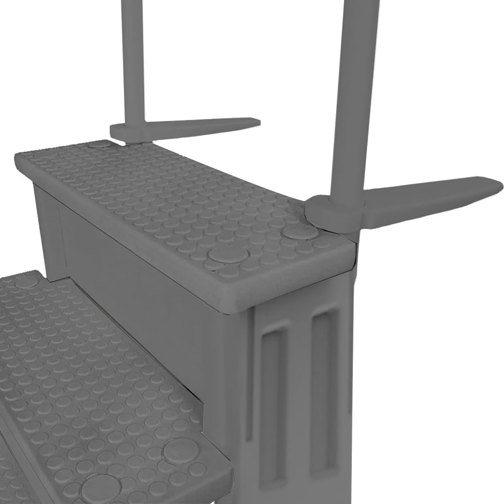 Aqua Select White Anti-Slip Pool Steps with White Steps and White Outside Flip-up Safety Ladder, 48-54H