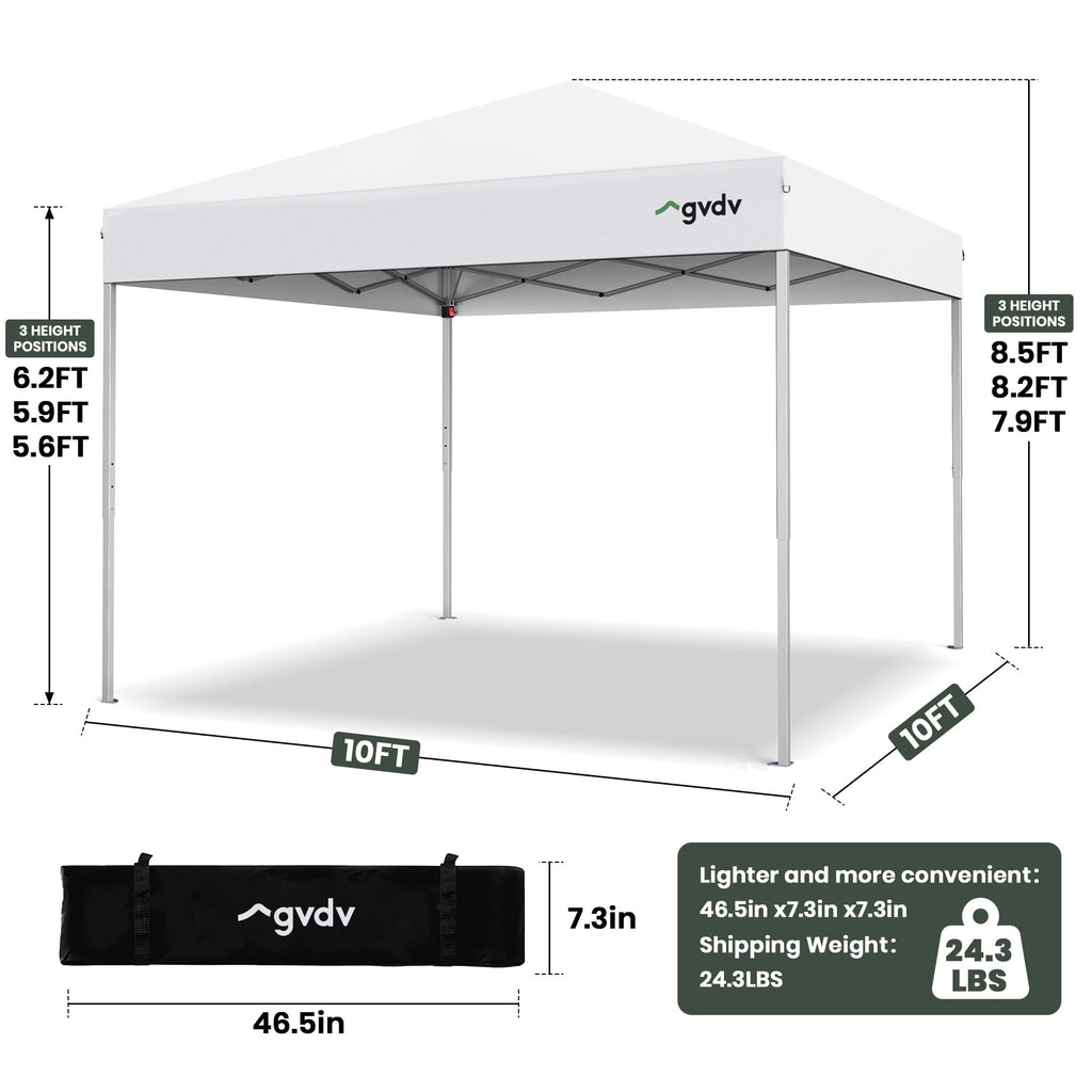 GVDV Canopy Tent, 10x10 ft Easy Pop up Outdoor Canopy Tent, Portable Straight Leg Gazebo Instant Canopy, Blue