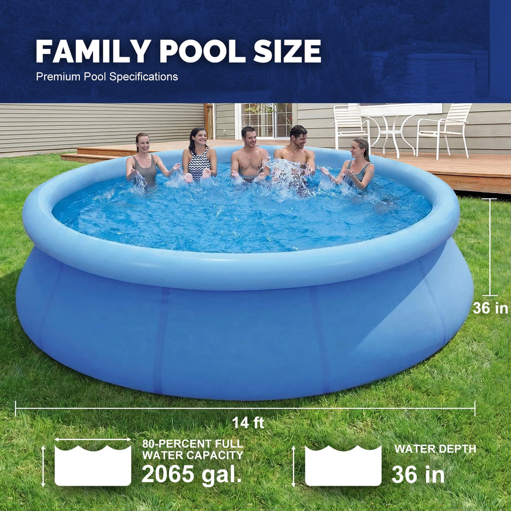 Honeydrill 12 ft x 36 in Above Ground Inflatable Pools, Top Ring Easy-Set Round Pool, Blue