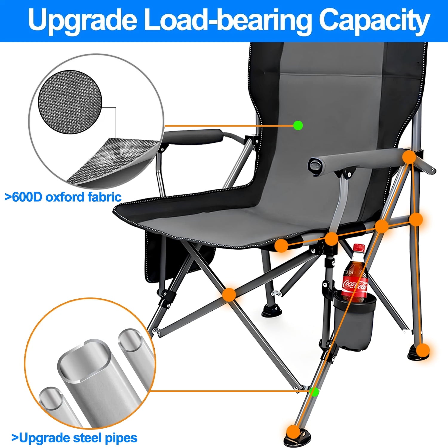Camping Chairs Clearance for Adults, Portable Folding Lawn Chairs for Outdoor, Set of 2