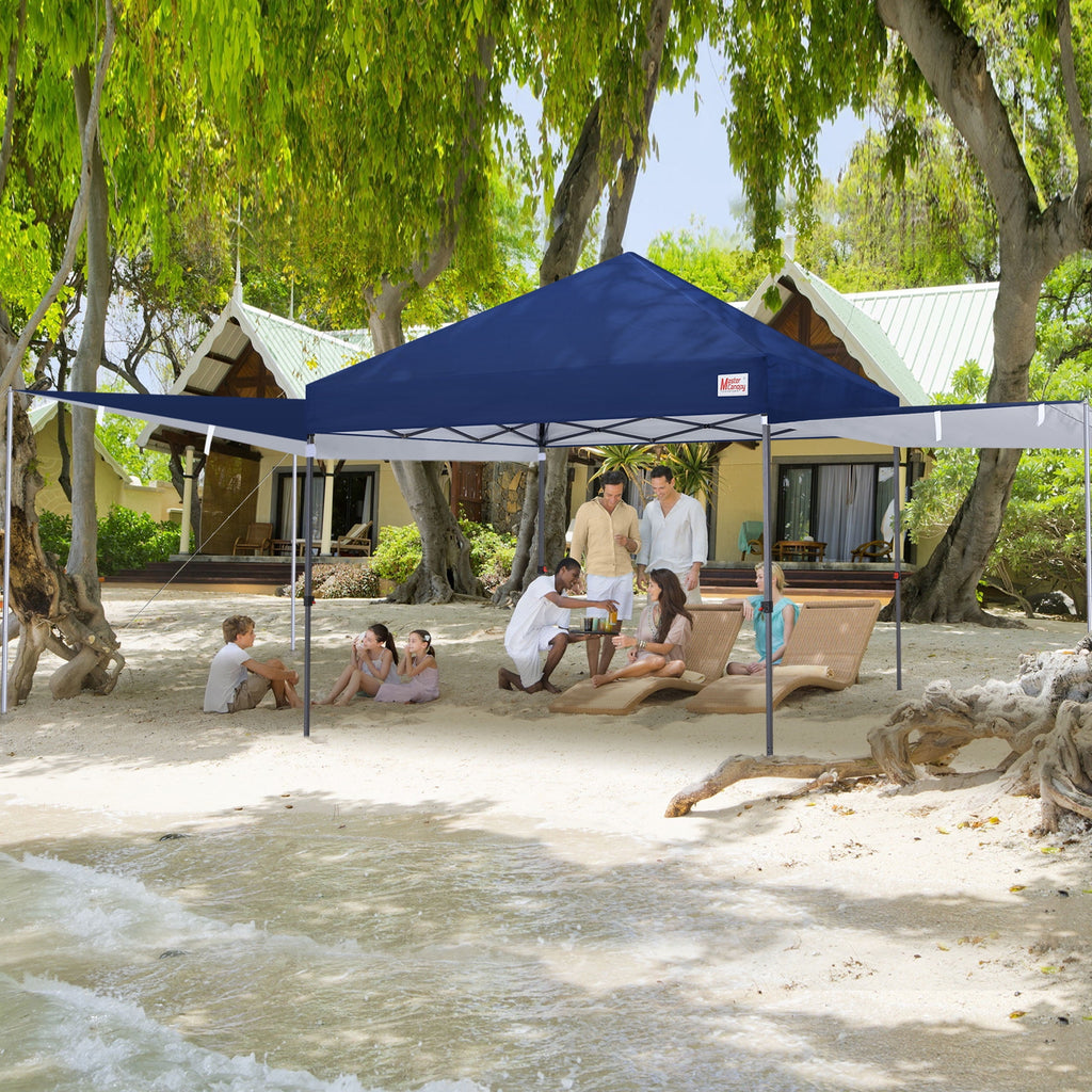 MASTERCANOPY 10 x 10ft Pop-up Canopy Tent with 2 Detachable Side Shades, White