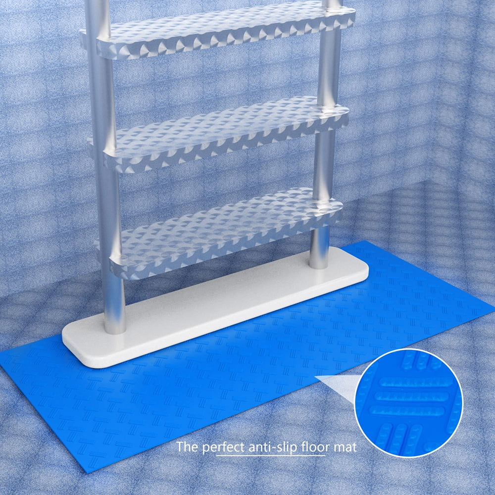 Swimming Pool Ladder Mat - Protective Pool Ladder Pad Step Mat with Non-Slip Texture, Blue Small 24 inch X 9 inch (Willow-1PC)