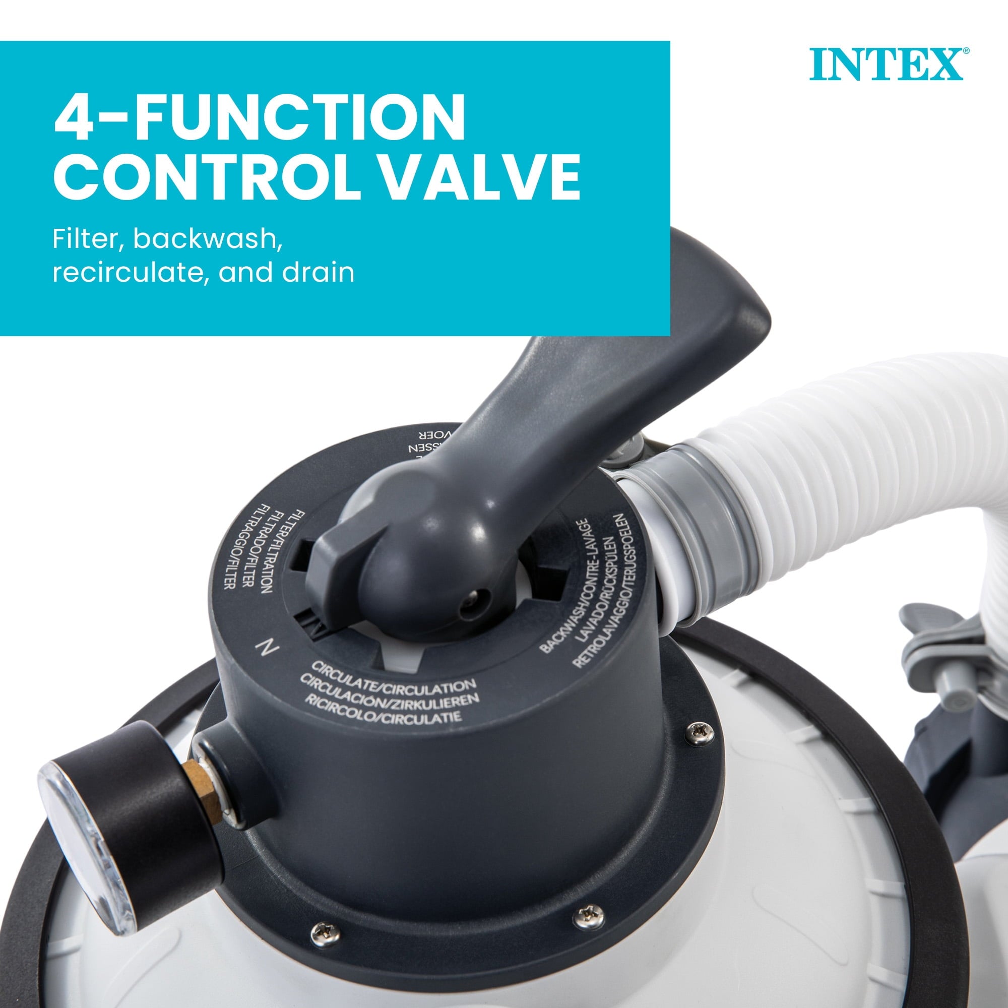 Intex10 inch Krystal Clear Sand Filter Pool Pump, 1500 Gph Motor 1200 GPH System Flow Rate with GFCI, 110-120 V