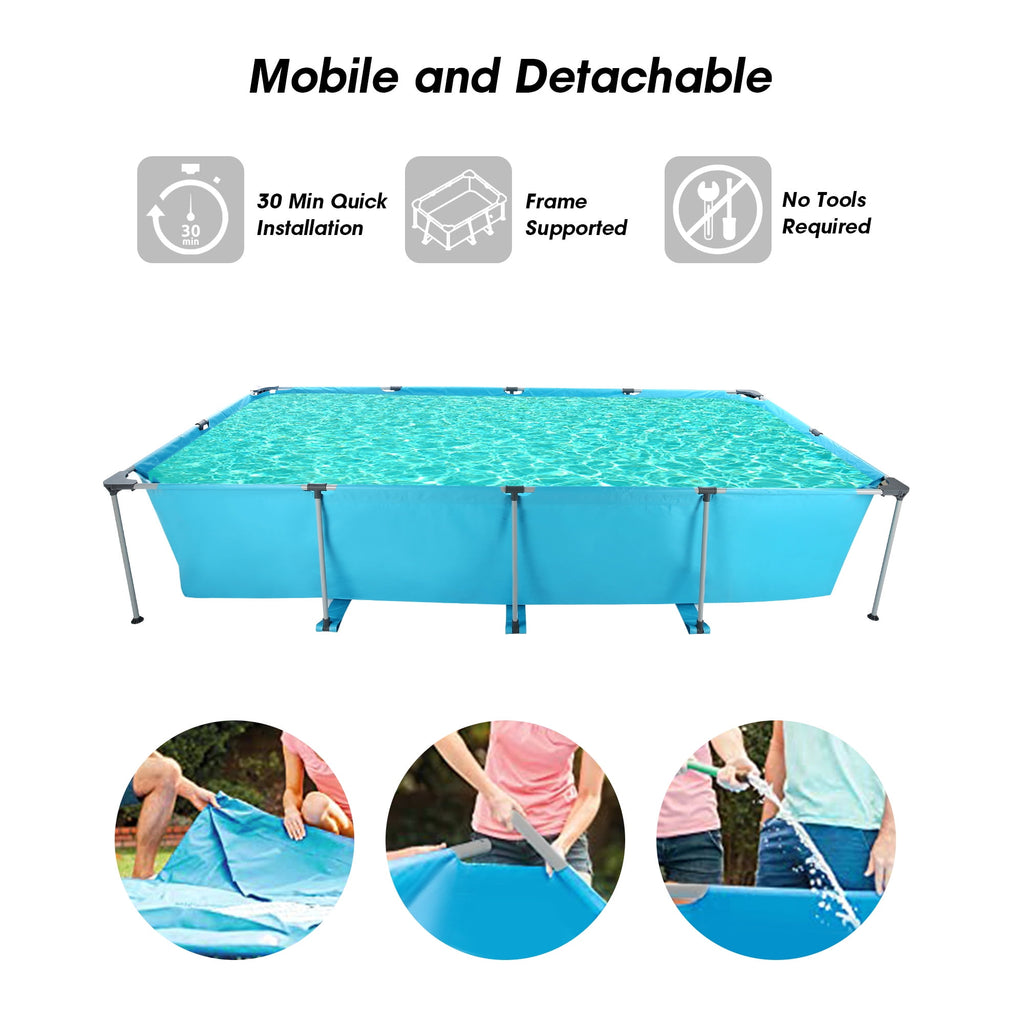 Naipo 15FT Swimming Pool Rectangular Above Ground Family Swimming Above Ground Pool Durable Summer Backyard Spacious Design for Swimming and Play