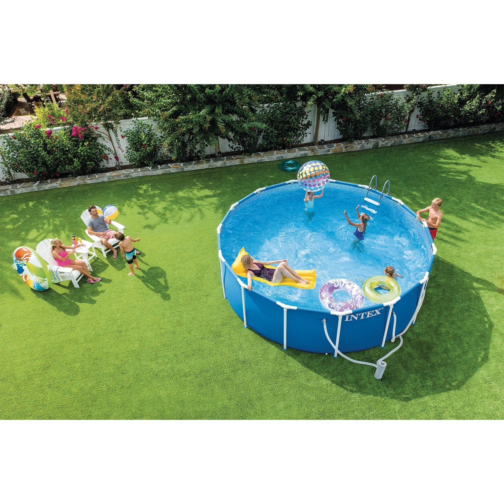 INTEX Metal Frame 10ft x 30in Above Ground Swimming Pool Set w/ Filter Pump