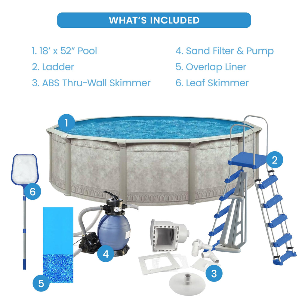 Aquarian Phoenix 18' x 52 Steel Frame DIY Family Above Ground Pool Kit