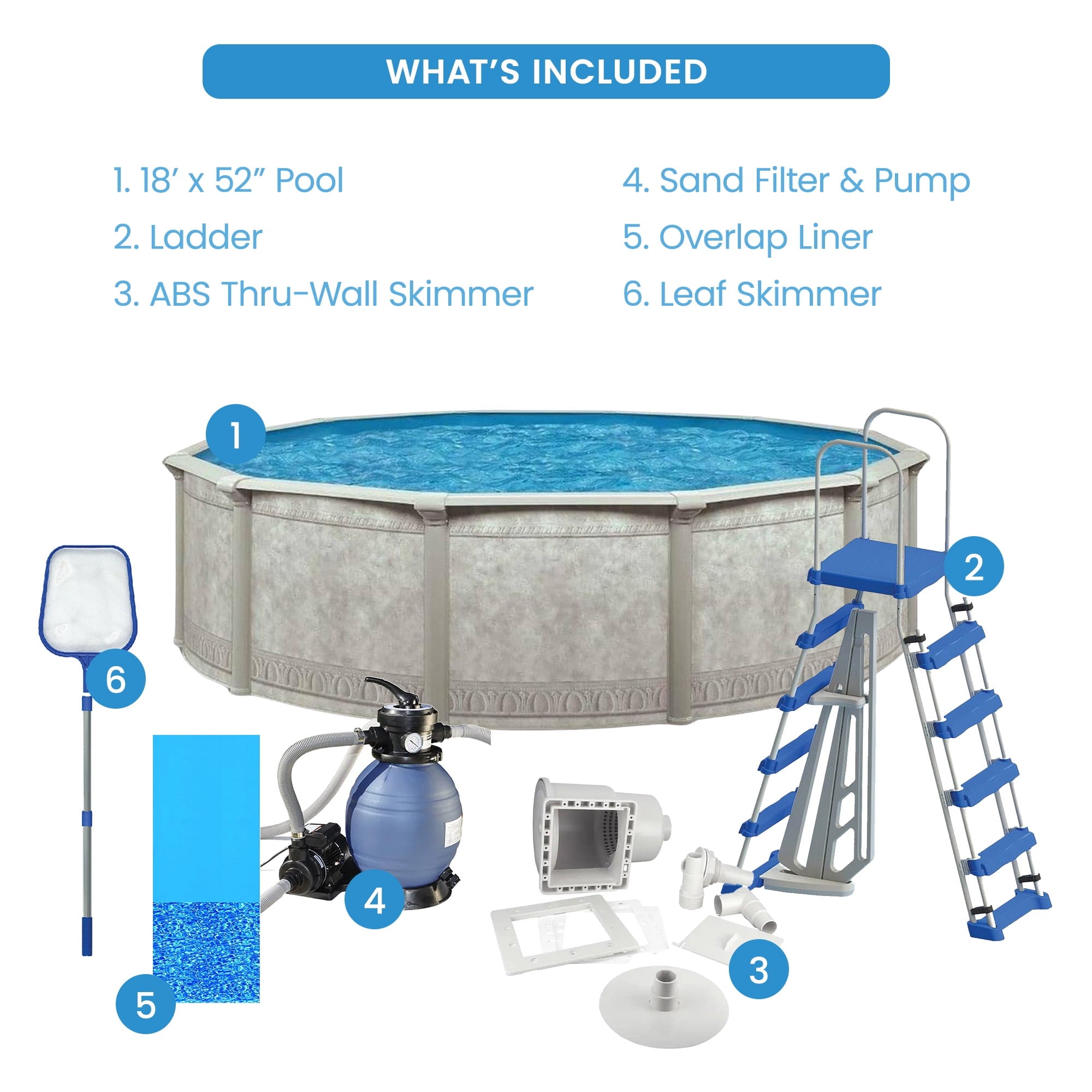 Aquarian Phoenix 18' x 52 Steel Frame DIY Family Above Ground Pool Kit