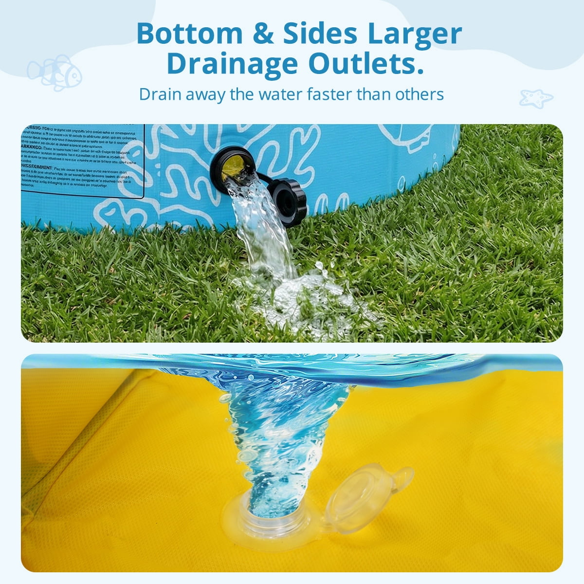 Kids Pool, Caveen Foldable Kiddie Pools for Toddler, Swimming Pool with Canopy for Backyard