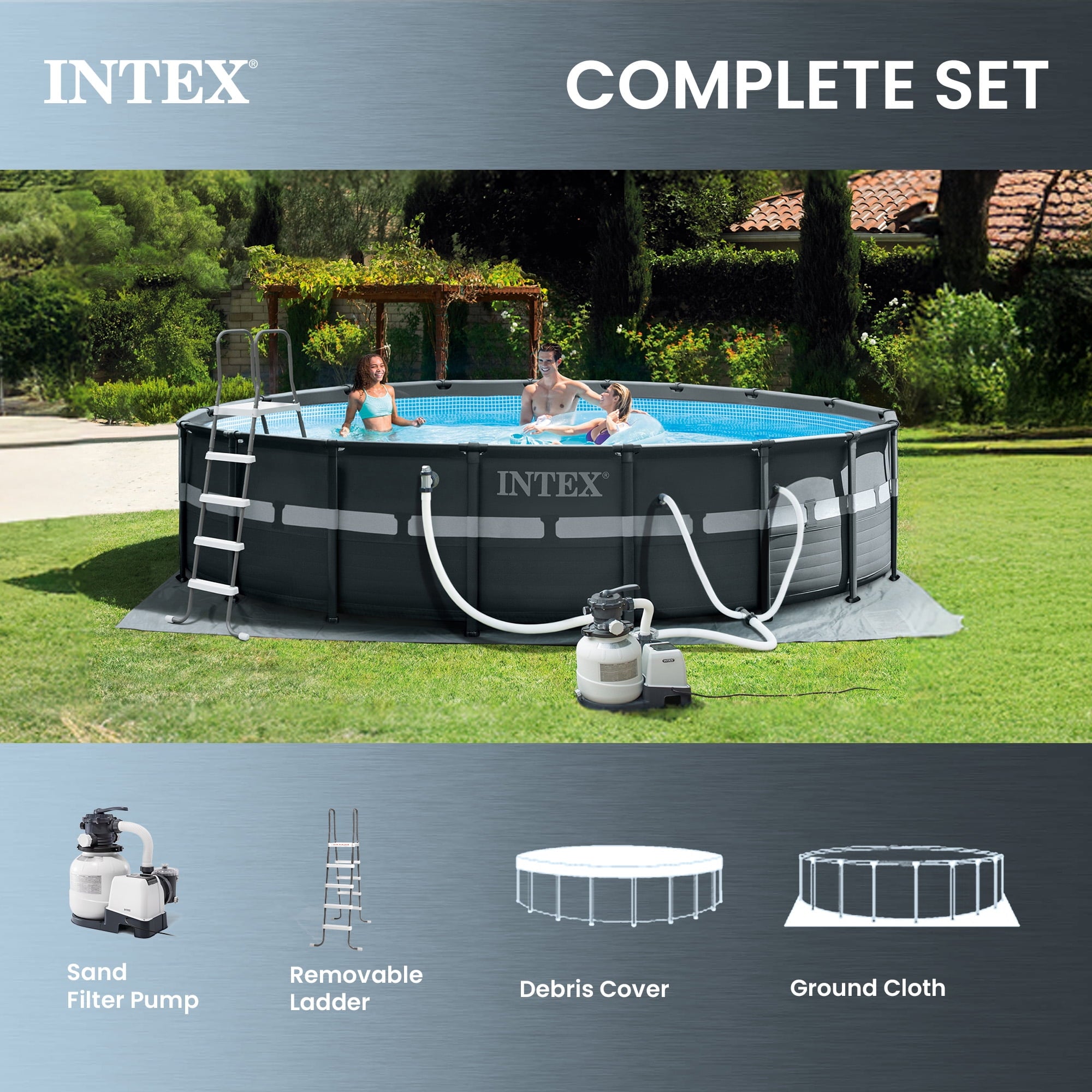 INTEX 26339EP Ultra XTR 24' x 52 Round Frame Above Ground Swimming Pool Set with Pump