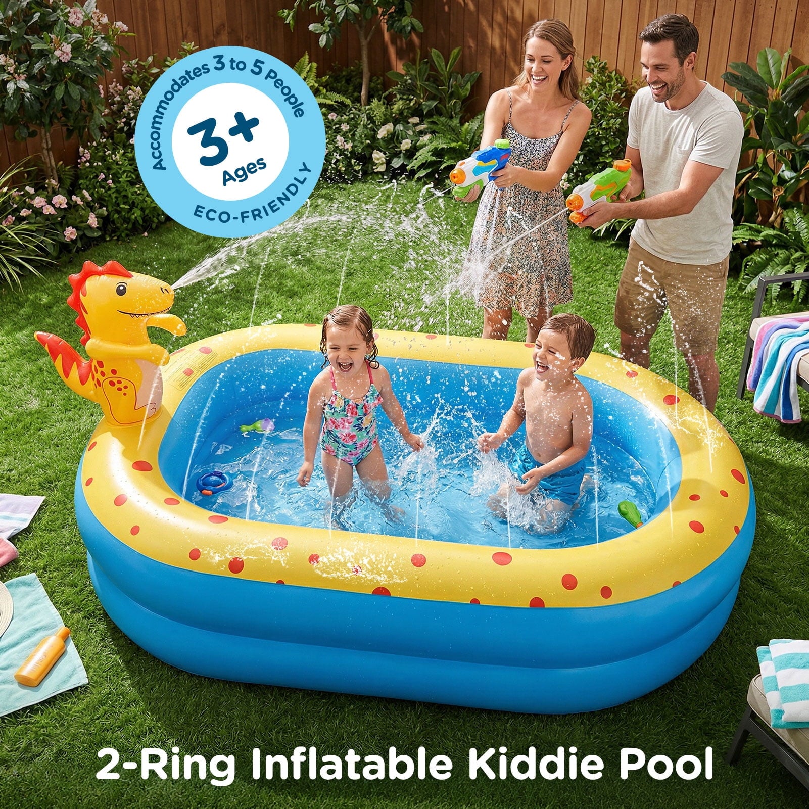 Livhil Inflatable Swimming Pool for Kids with Sprinkler, Kiddie Pools 67x41x32in Family Size Backyard Summer Water Play, Dolphin