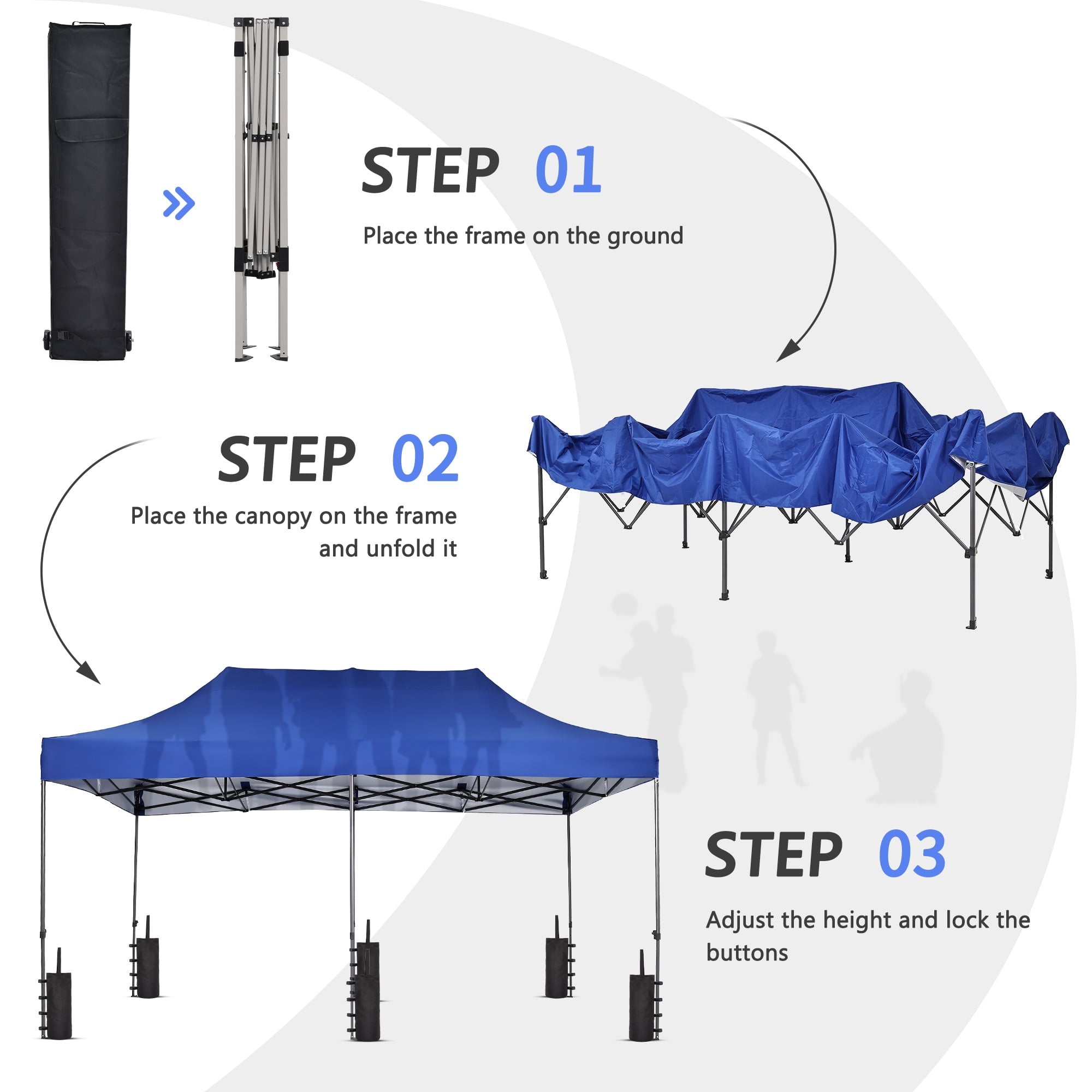 Ainfox 5-Piece Sidewalls for 10x20 Pop Up Canopy Tent, 420D Oxford PVC Waterproof Sun Shade Privacy Walls with Windows & Zippers, White