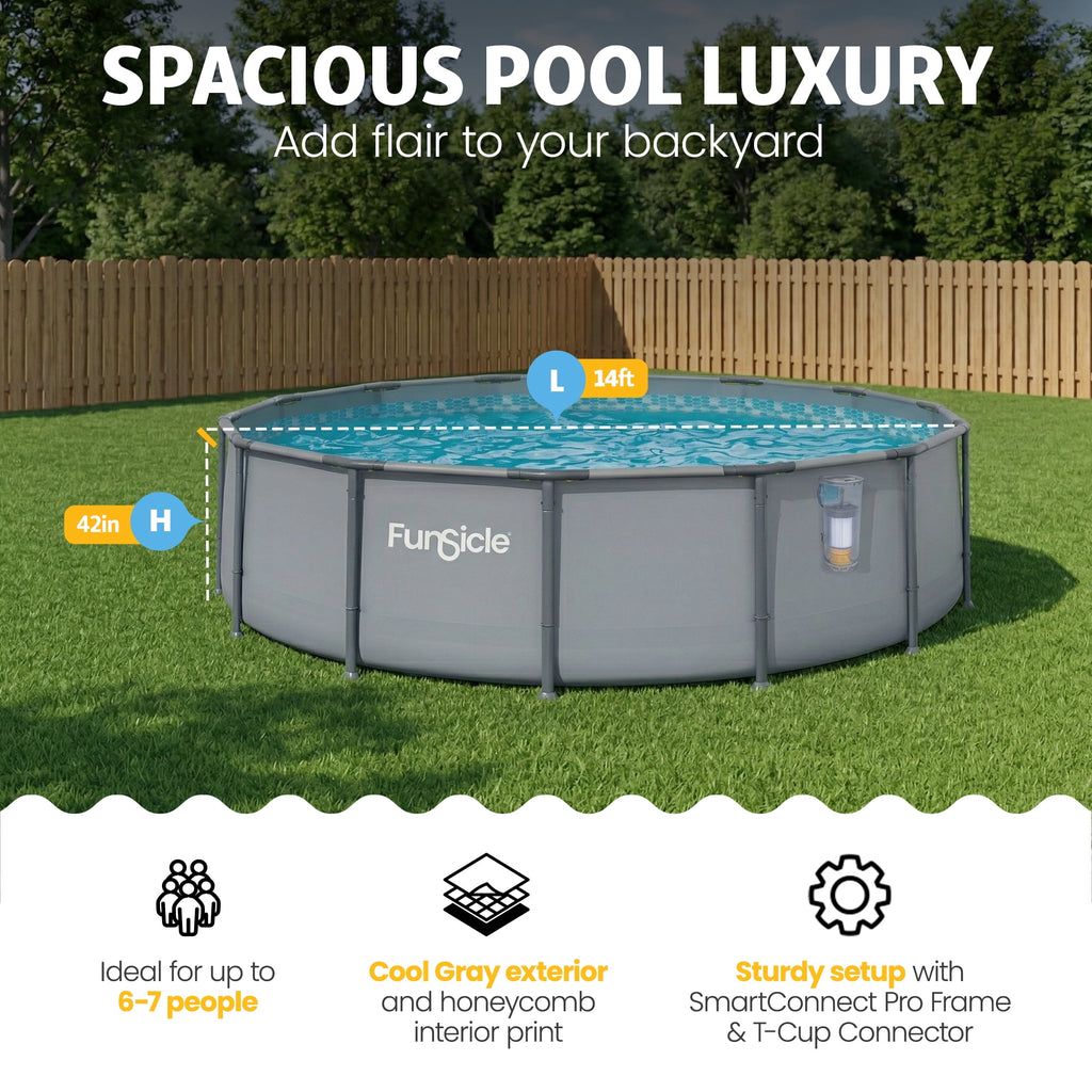 Funsicle 14ft Round Oasis Above Ground Pool with SkimmerPlus Filter Pump, Age 6 & up