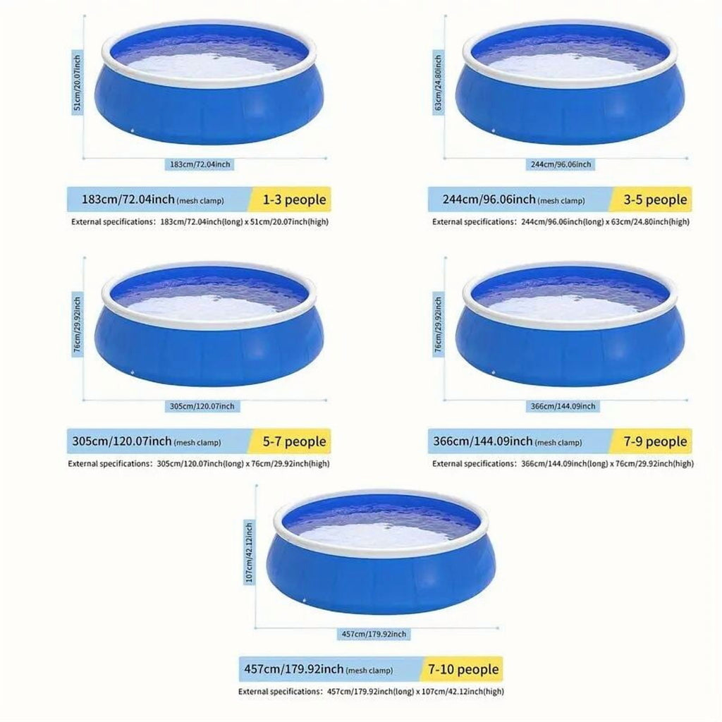 144 Blue Butterfly Inflatable Swimming Pool - Large Outdoor Coil Mesh Pool (144L X 144W X 30H)