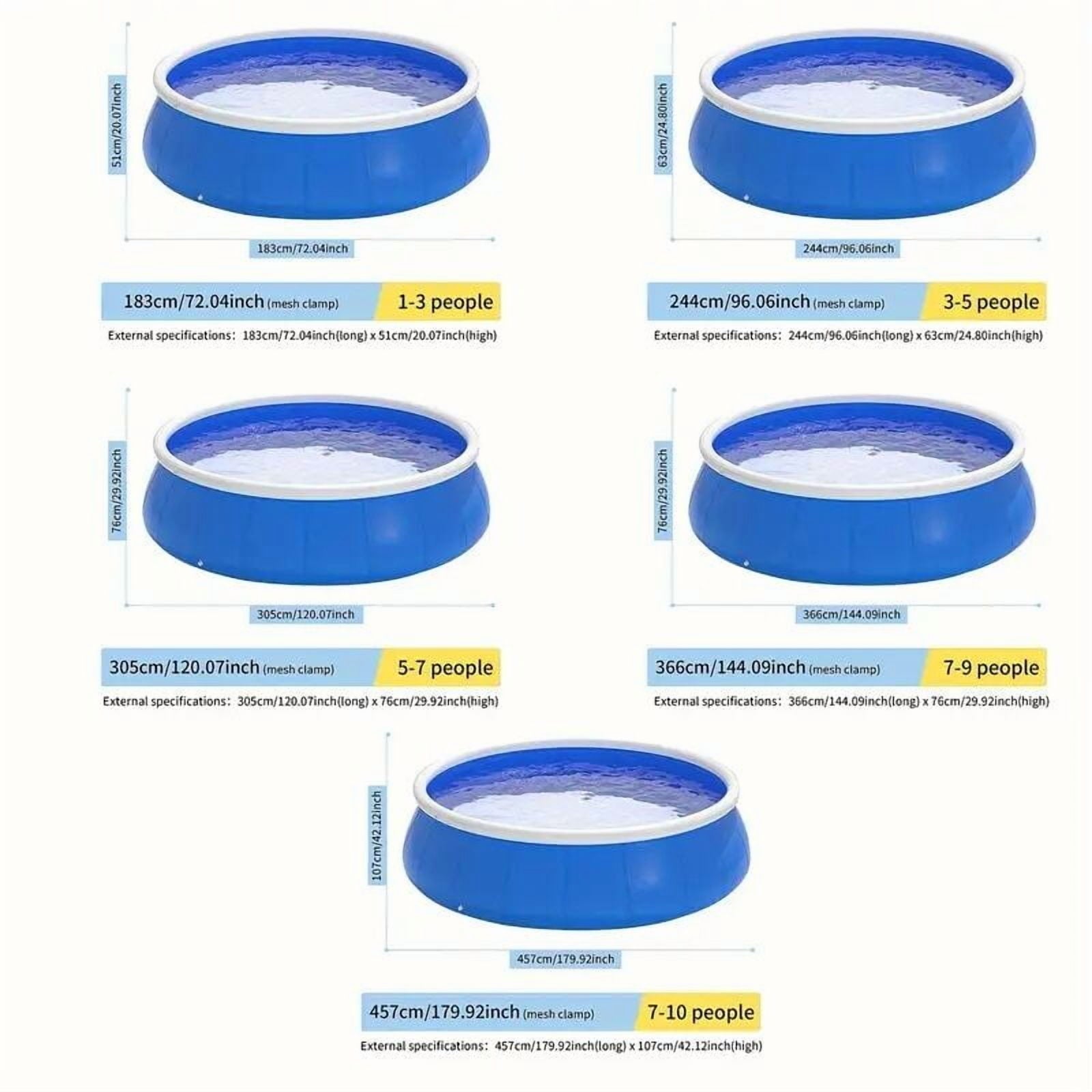 144 Blue Butterfly Inflatable Swimming Pool - Large Outdoor Coil Mesh Pool (144L X 144W X 30H)