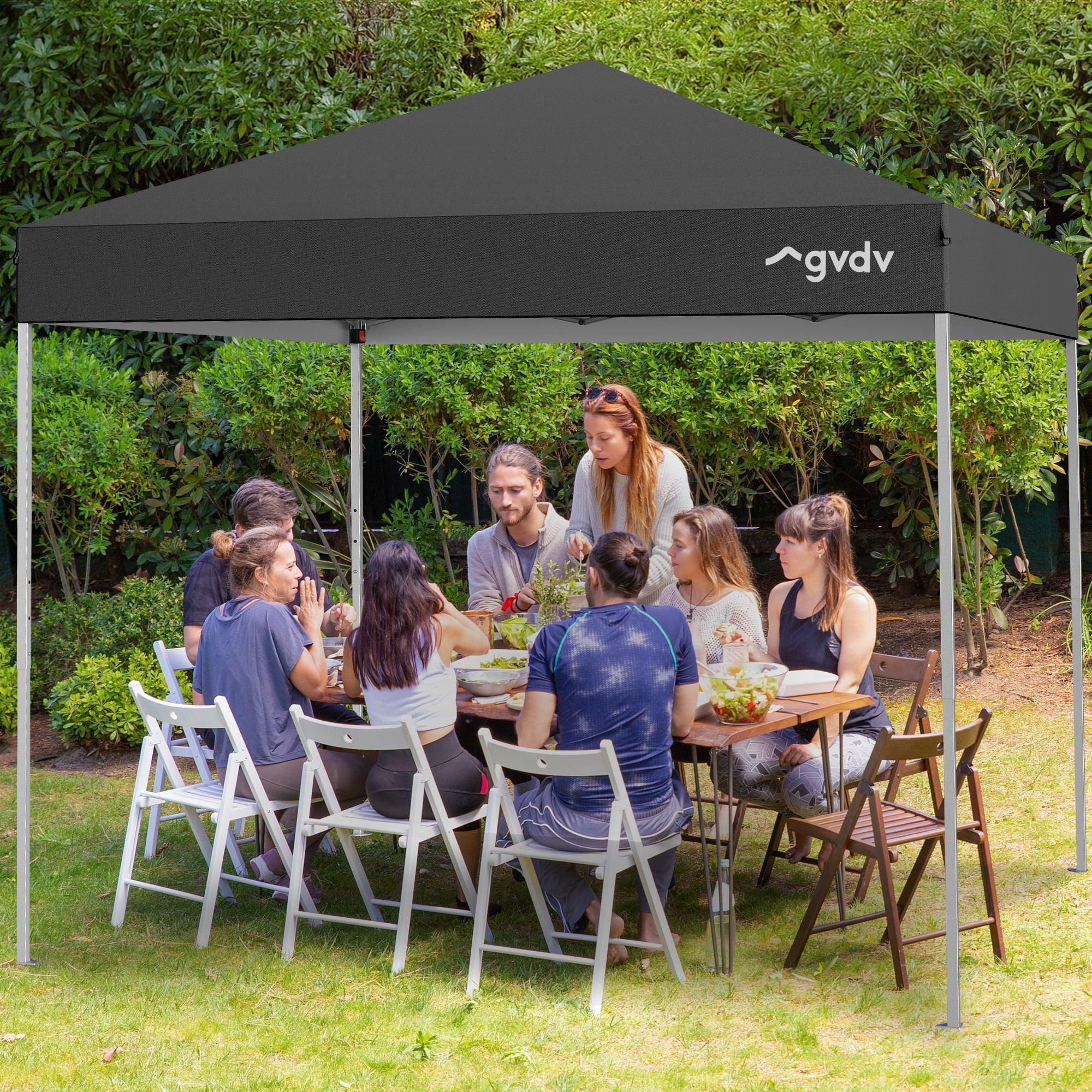 GVDV Canopy Tent, 10x10 ft Easy Pop up Outdoor Canopy Tent, Portable Straight Leg Gazebo Instant Canopy, Blue
