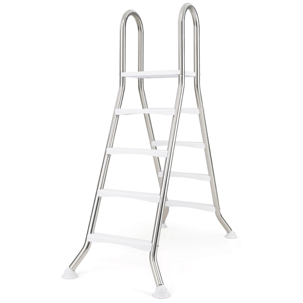 Costway 75.6 Above Ground Pool Ladder with Top Platform Non-slip Steps & Rounded Handrails