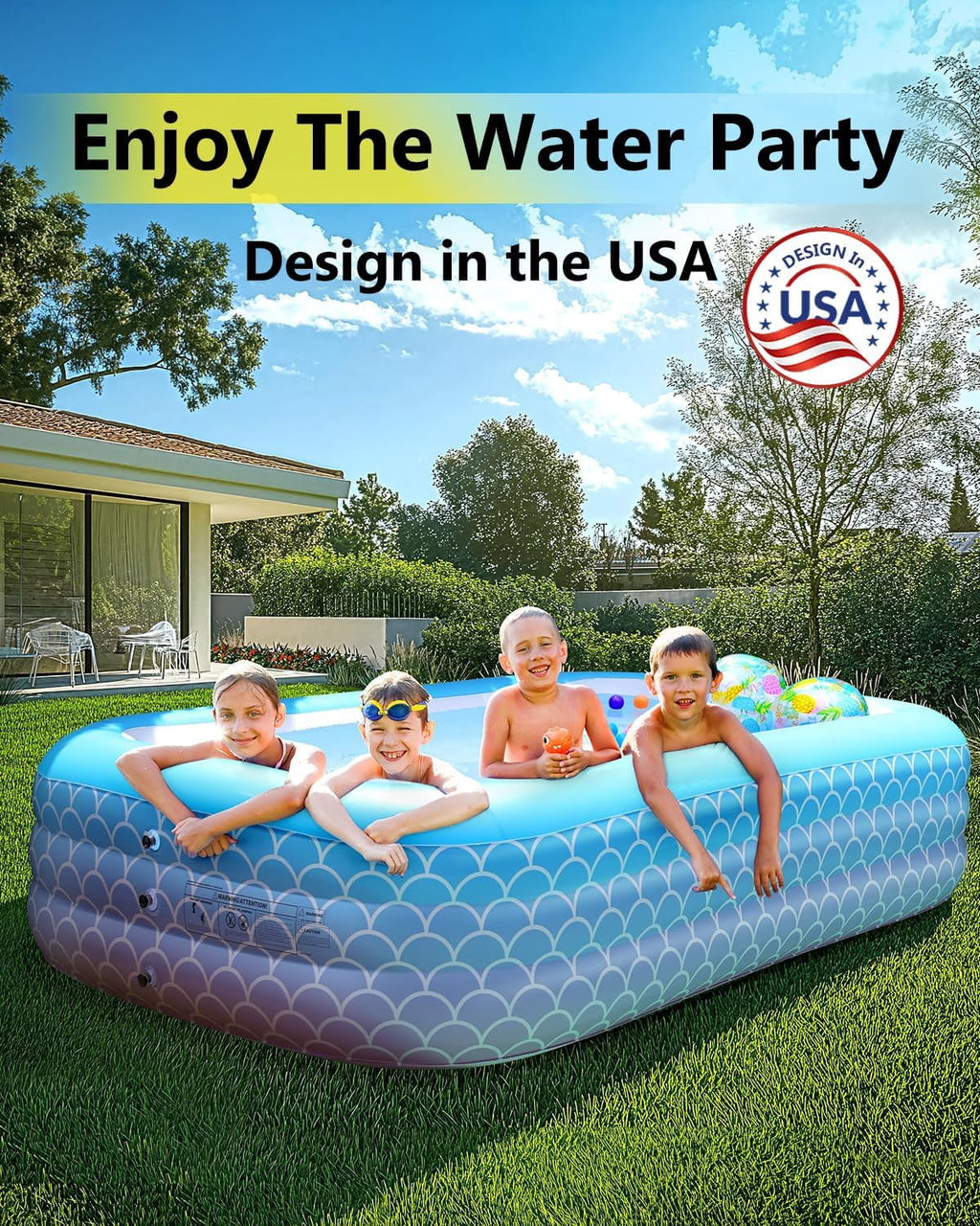 2025 Upgrade Inflatable Pool for Kids and Adults-120*72*22 Full-Sized Inflatable Swimming Pool Leakproof Blow Up Above Ground for Backyard Outdoor Garden Summer Water Party Pink