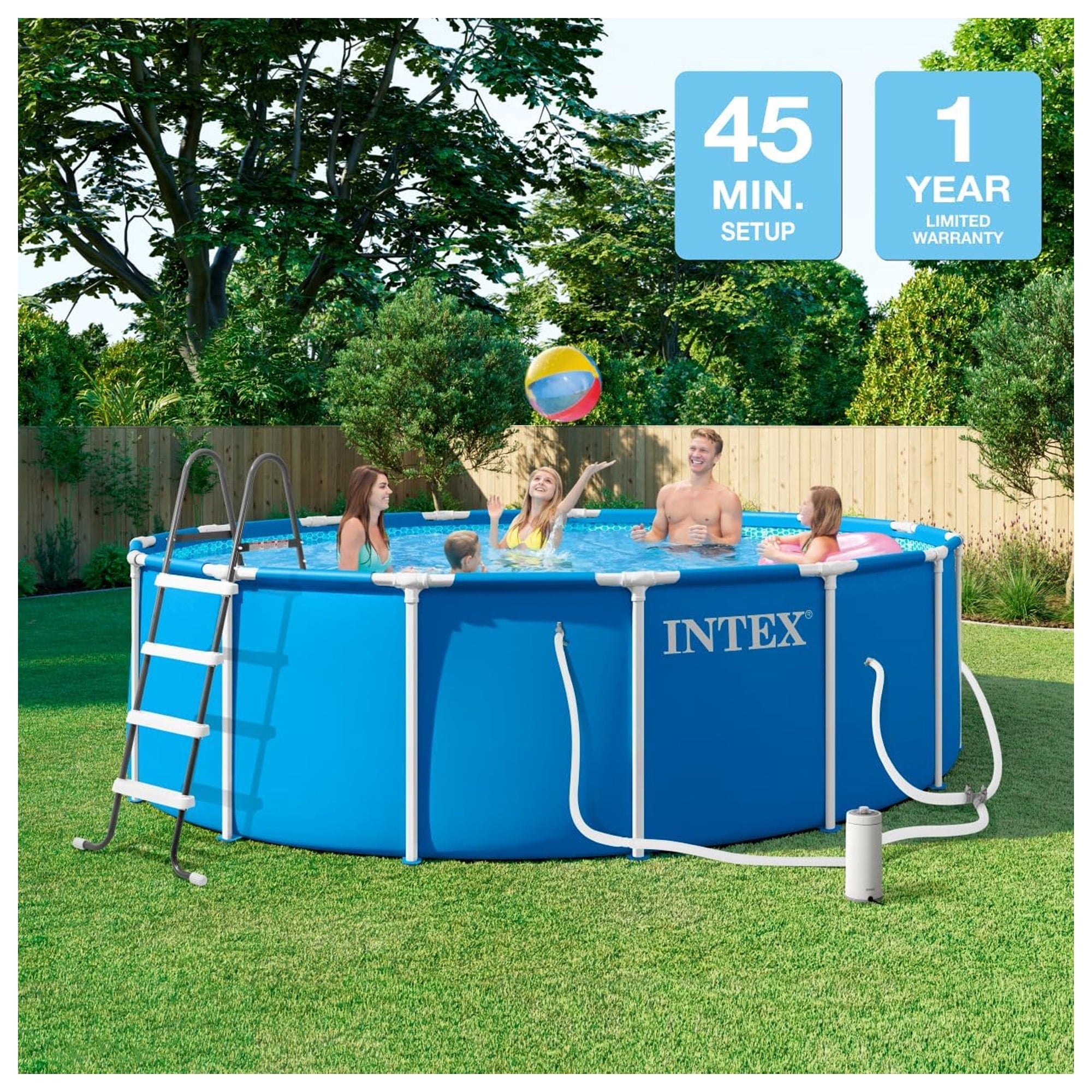INTEX Metal Frame 10ft x 30in Above Ground Swimming Pool Set w/ Filter Pump