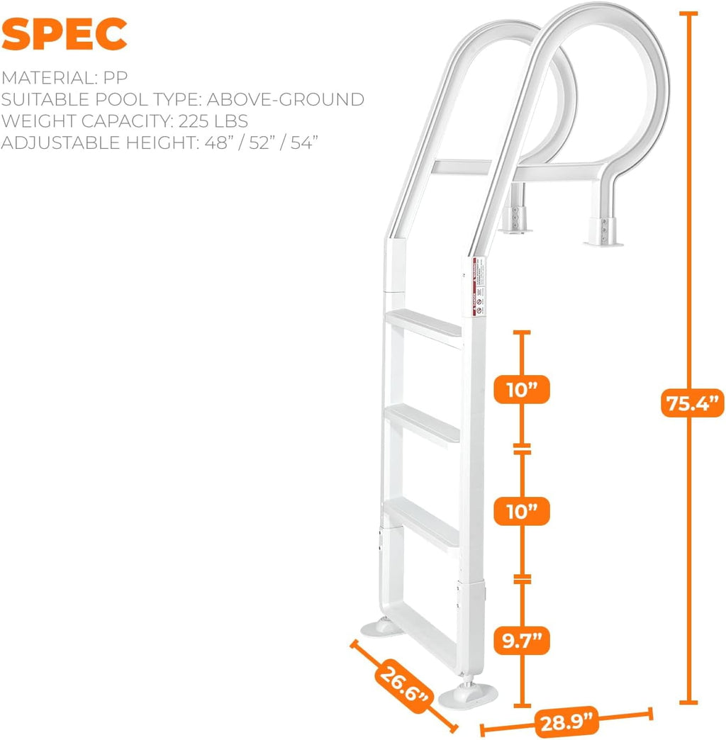 XtremepowerUS Pool Ladder 4-Step for 48-54 Above Ground Pools, 300LB, Swimming Pool Ladder