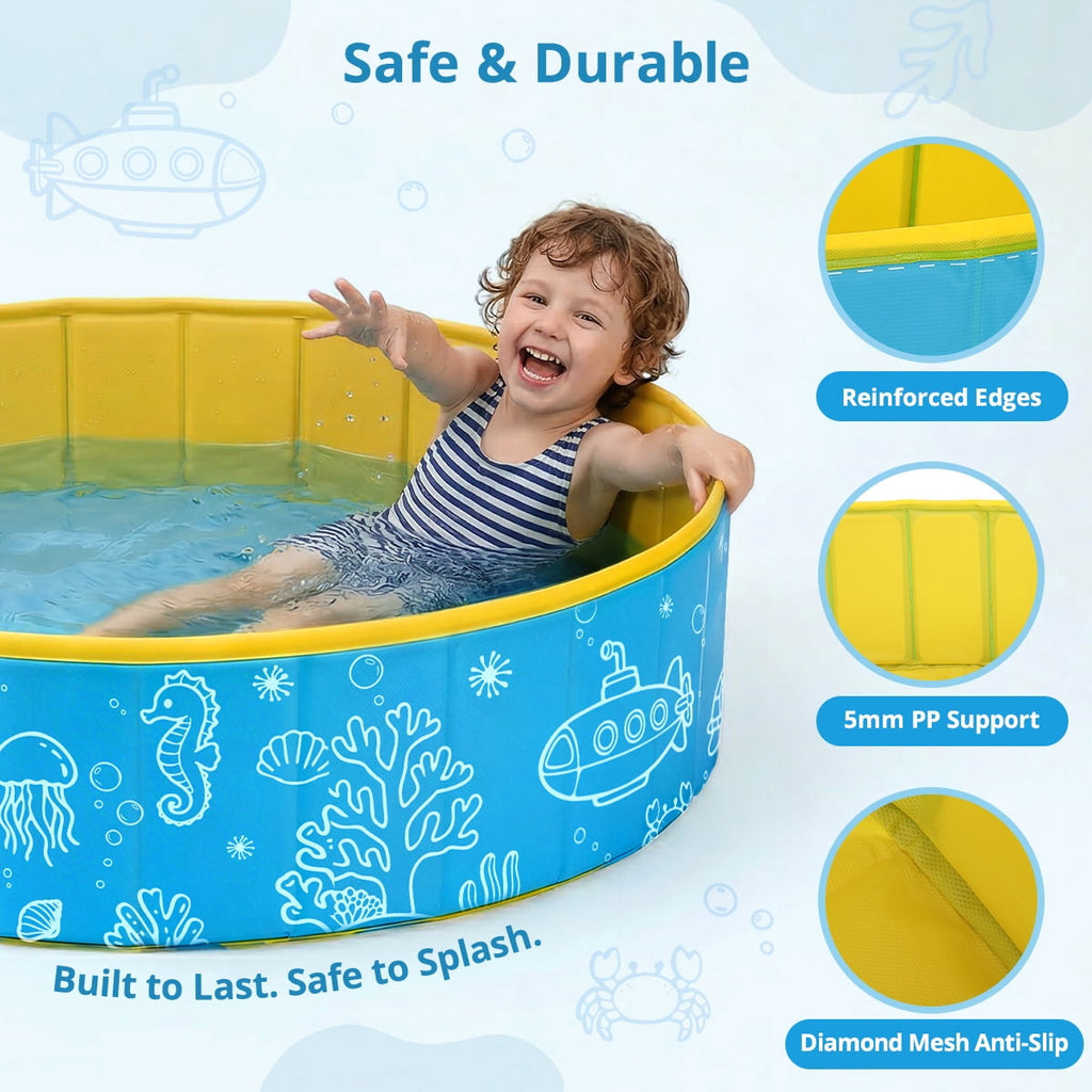 Kids Pool, Caveen Foldable Kiddie Pools for Toddler, Swimming Pool with Canopy for Backyard