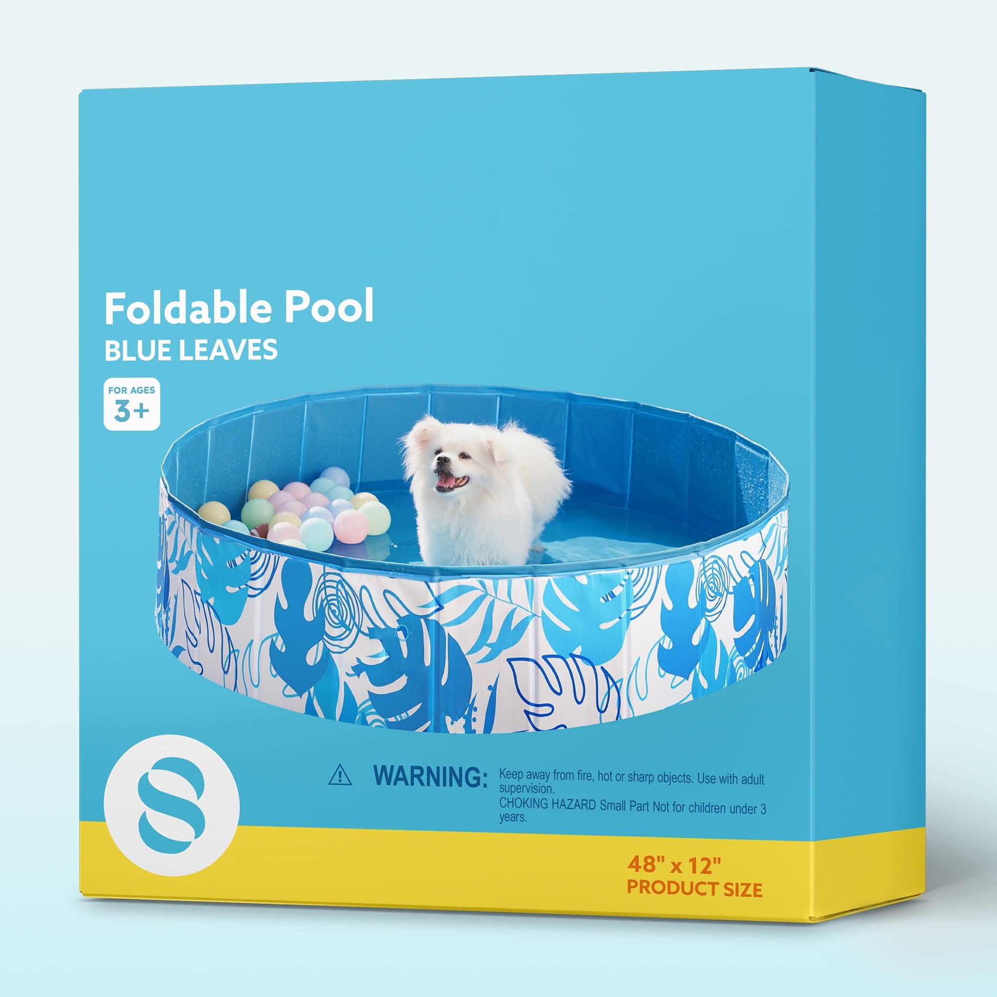 JOYFY Foldable Pool Plastic Kiddie Pool, Portable Doggie Swimming Pool for Dogs Cats and Kids(63 x 12, Blue)