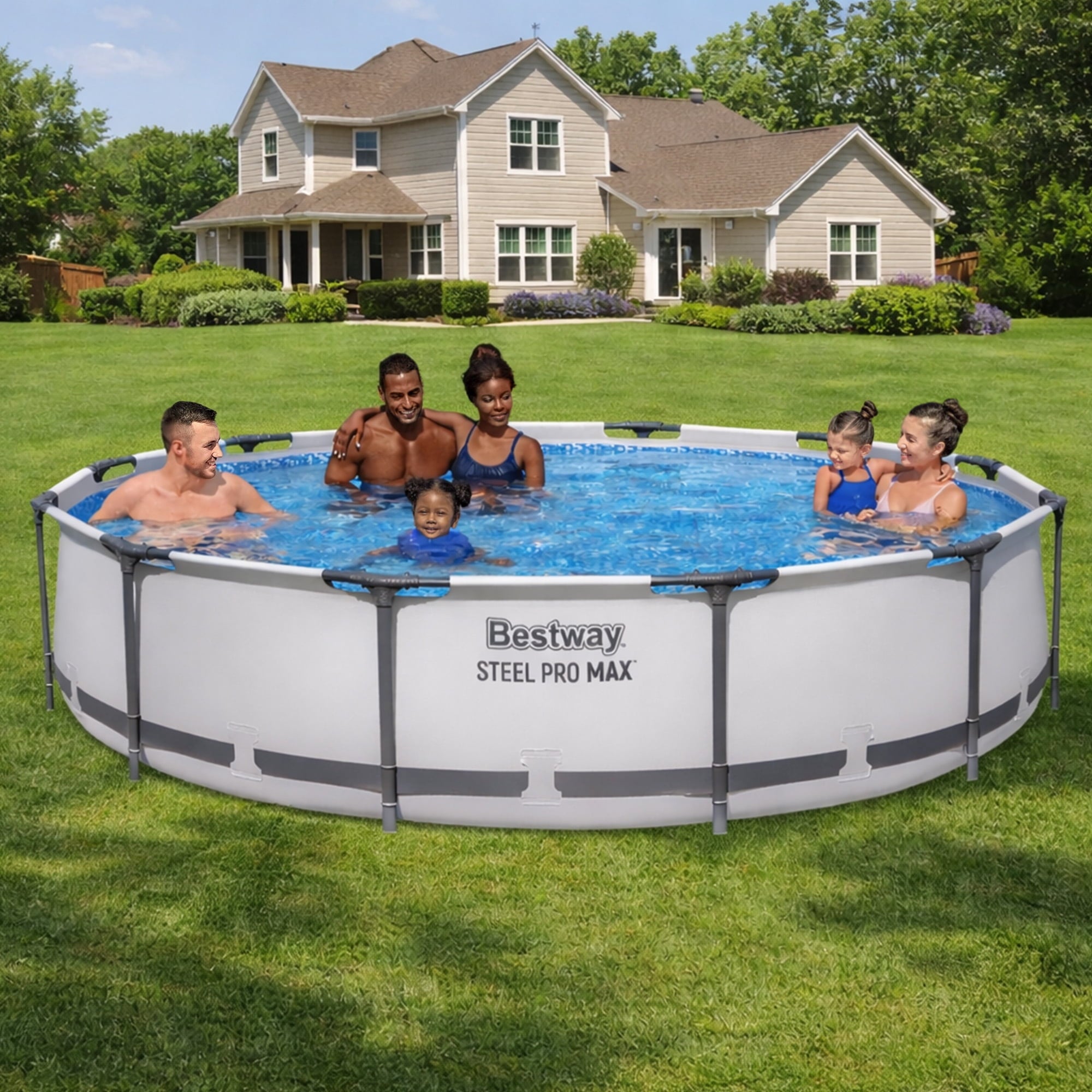 Open Box Bestway Steel Pro MAX 12' x 30 Above Ground Swimming Pool Set, Gray