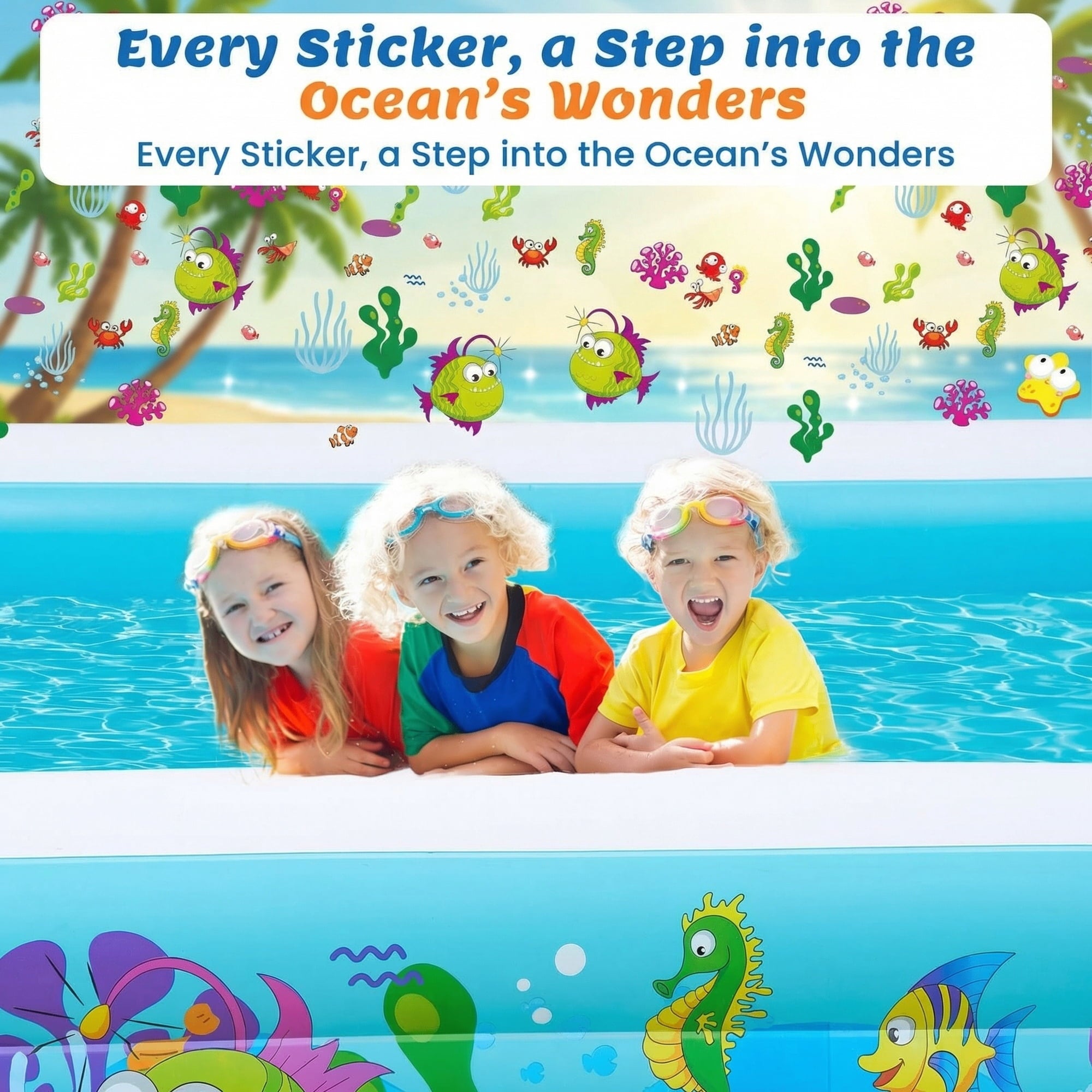Naipo Inflatable Swimming Pool for Kids and Adults, 120x72x22 Oversized Thickened Family Swimming Pool for Toddlers, Outdoor, Garden, Backyard, Summer Water Party, Cartoon Patterns