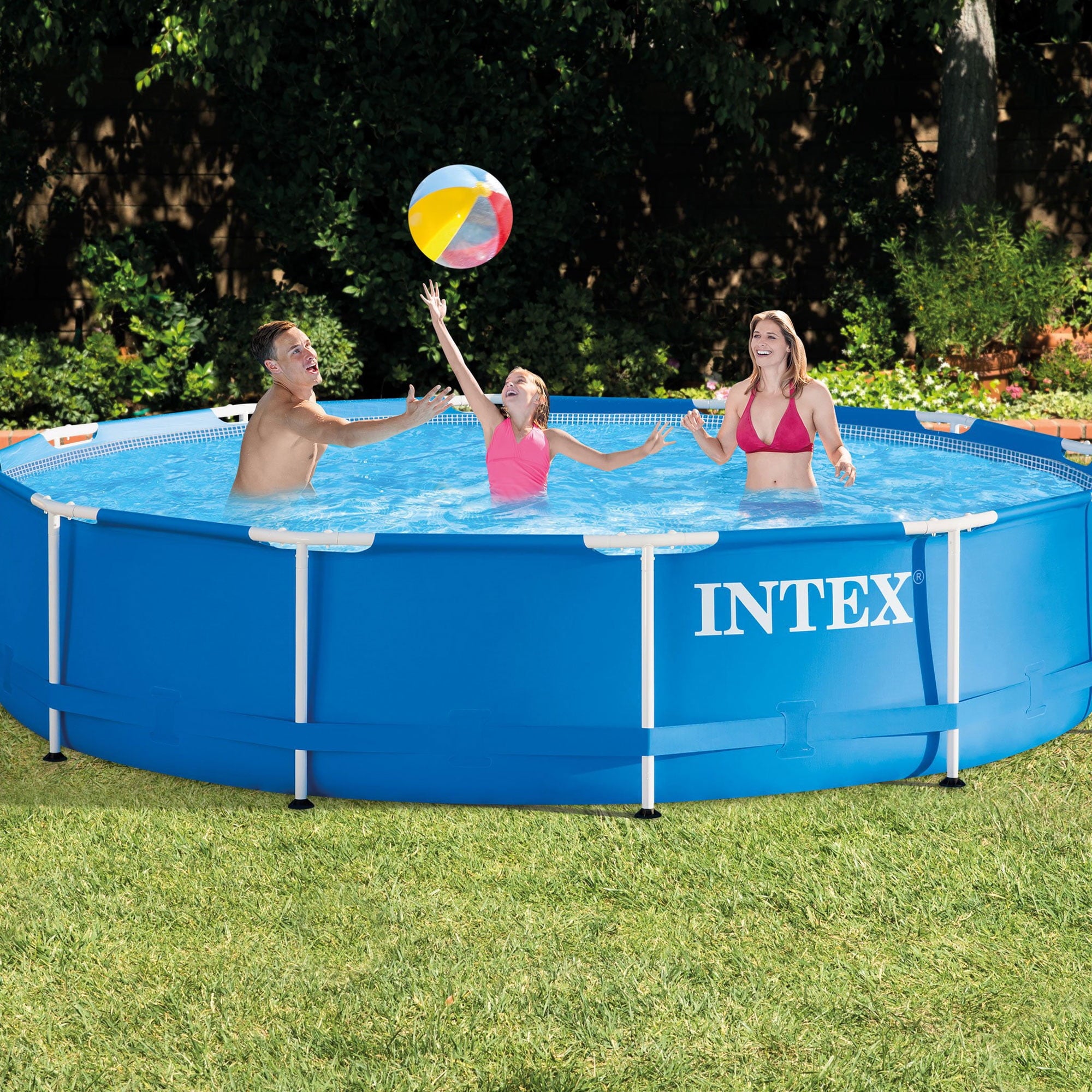 Open Box Intex 12' x 30 Metal Frame Round Above Ground Swimming Pool