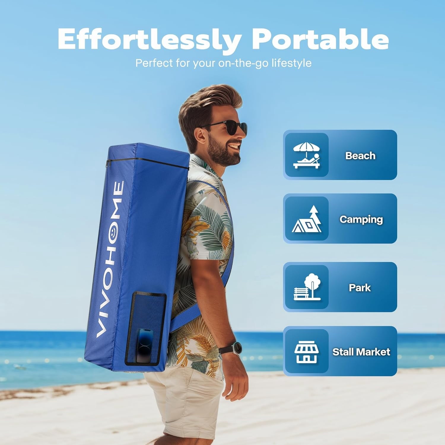 SPECSTAR 8'x8' Slant Leg Canopy Tent with Central Lock Design, Perfect for Camping, Party, Yard, and Beach Events, Beige (6x6ft Canopy Cover)