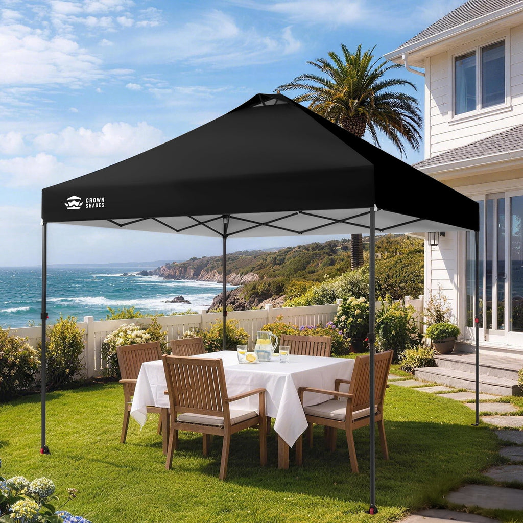 CROWN SHADES 10x10 Pop Up Canopy Patented Center Lock One Push Instant Outdoor Canopy Tent Grey