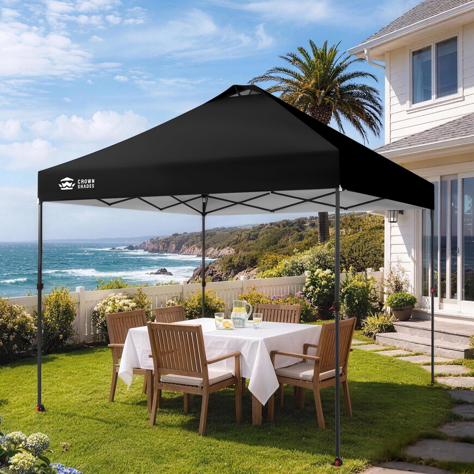CROWN SHADES 10x10 Pop Up Canopy Patented Center Lock One Push Instant Outdoor Canopy Tent Grey