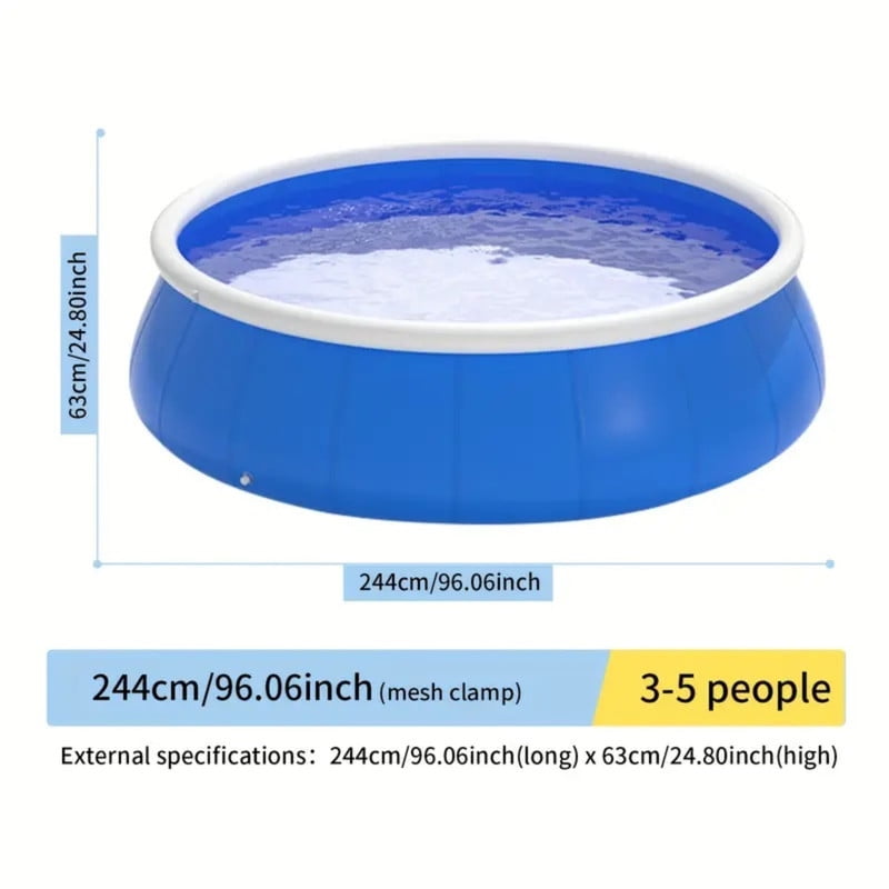 JXXRZ 8x2.1 Ft Inflatable PVC Swimming Pool, Outdoor Foldable Family Pool with Quick Drain