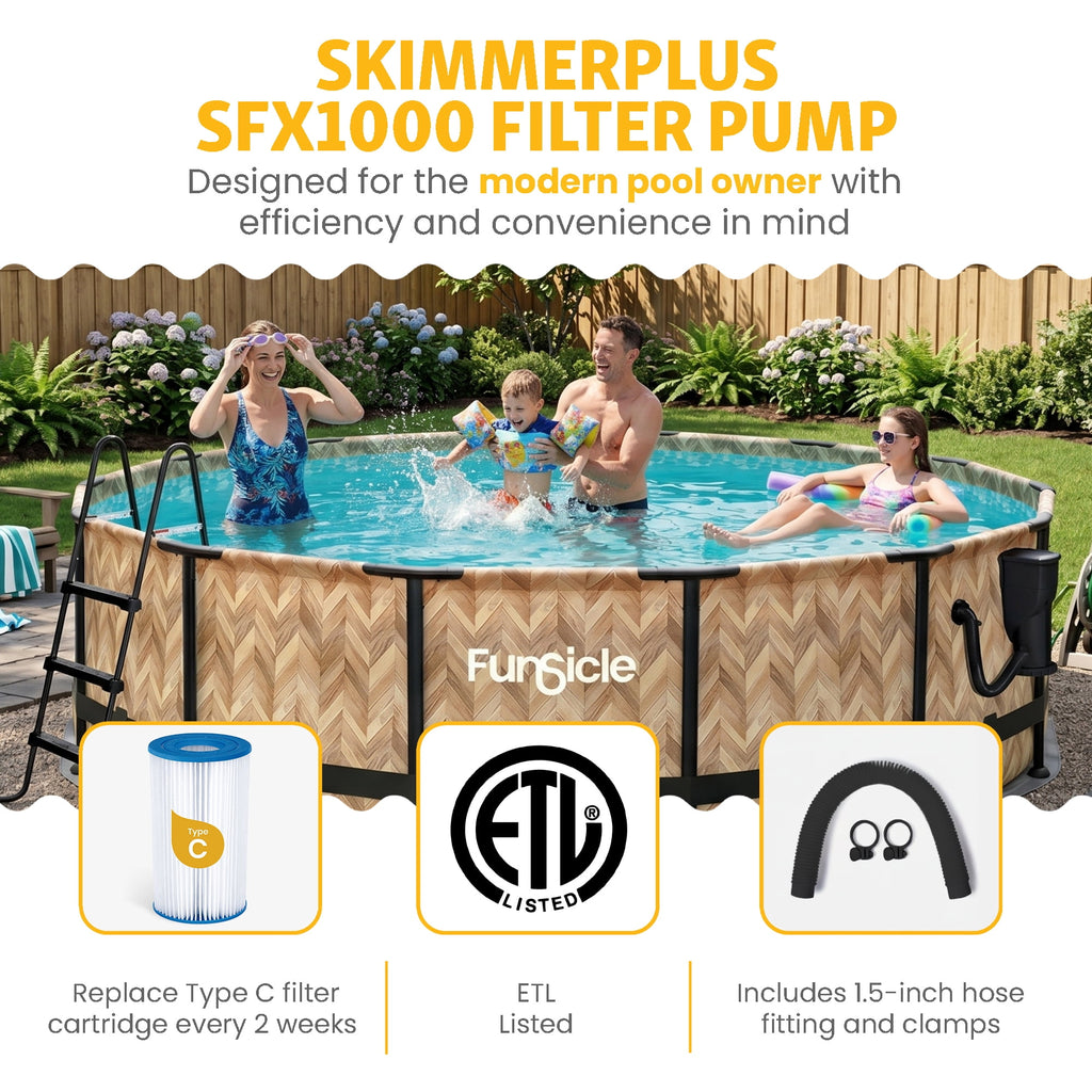 Funsicle 14' x 42 Oasis Above Ground Pool Set with Pump, Round Frame - Cool Gray