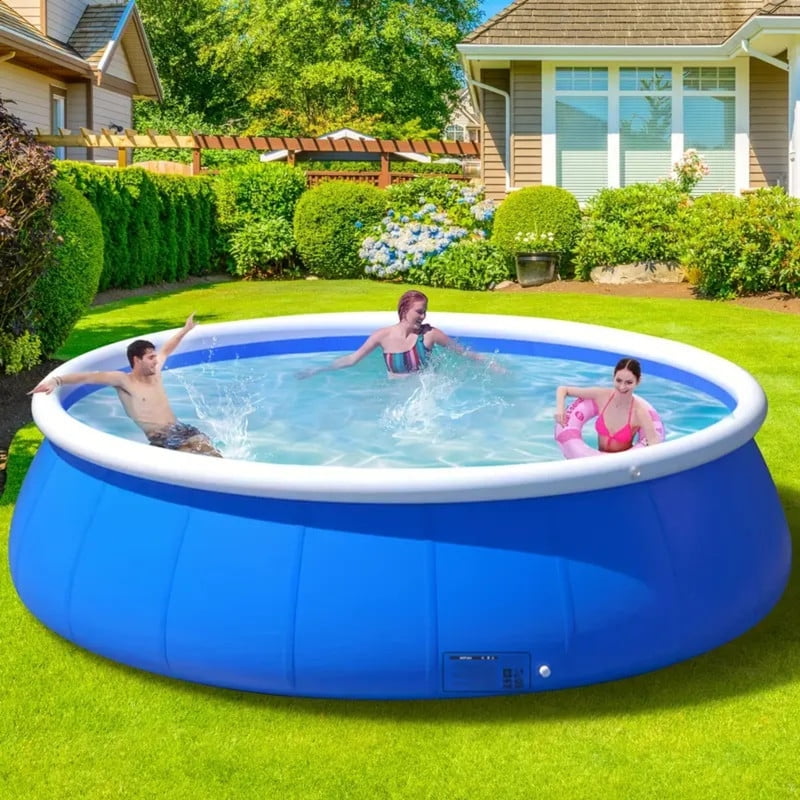 JXXRZ 8x2.1 Ft Inflatable PVC Swimming Pool, Outdoor Foldable Family Pool with Quick Drain