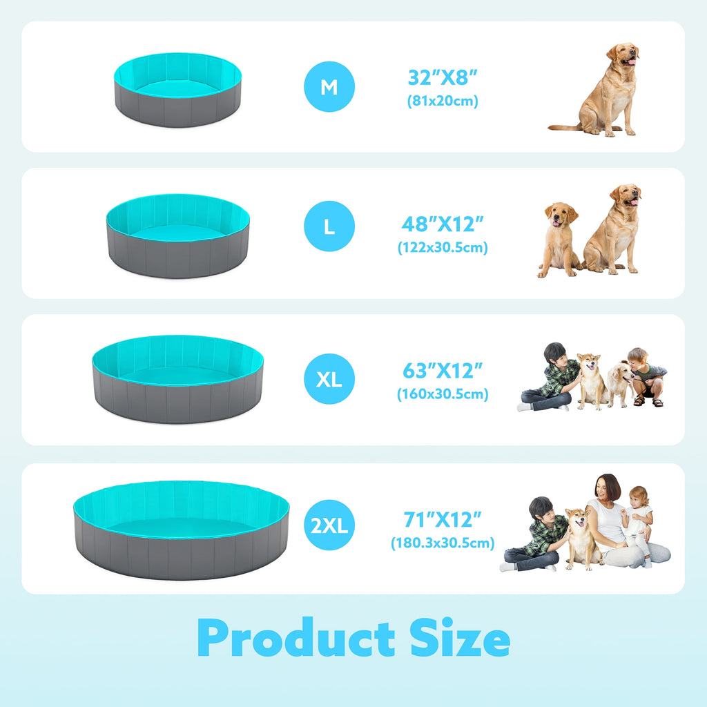 JOYFY Foldable Pool Plastic Kiddie Pool, Portable Doggie Swimming Pool for Dogs Cats and Kids(63 x 12, Blue)