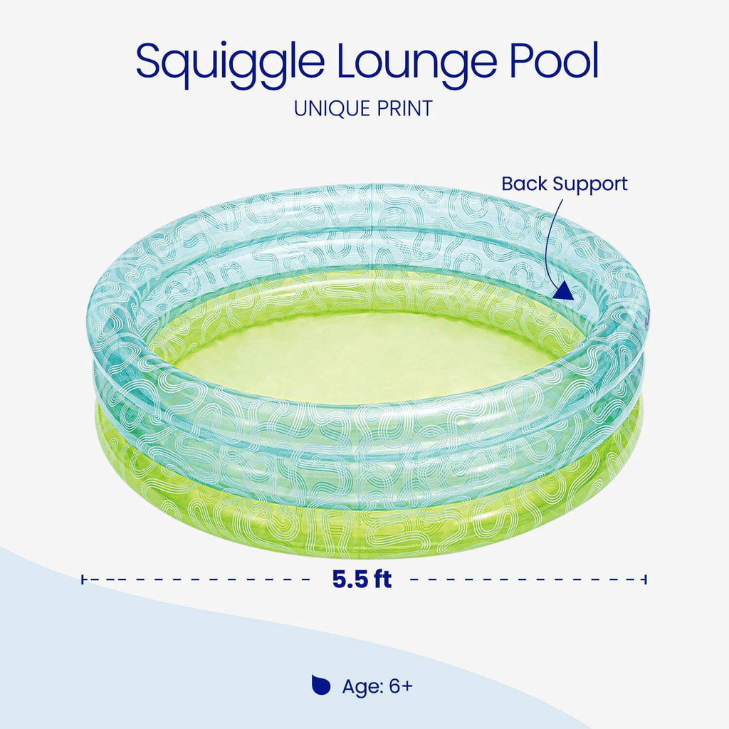 Funsicle Lagoon Blue Squiggle 3-Ring Inflatable Swimming Pool, Round, Age 6 & up