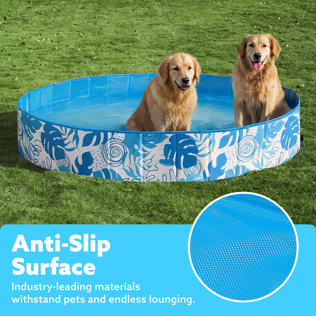 JOYFY Foldable Pool Plastic Kiddie Pool, Portable Doggie Swimming Pool for Dogs Cats and Kids(63 x 12, Blue)
