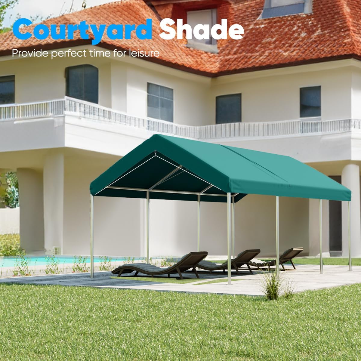 Quictent 10x20 ft Heavy Duty Carport Canopy Galvanized Car Tent Outdoor Garage Boat Shelter with Reinforced Structure, No Sidewall - White